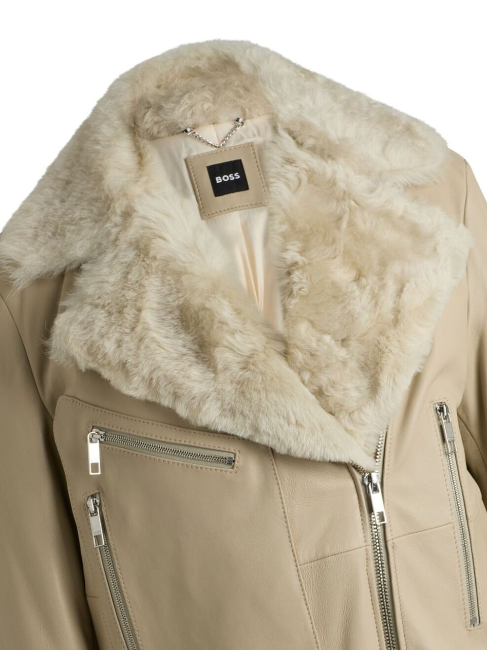 zipped leather jacket - 2