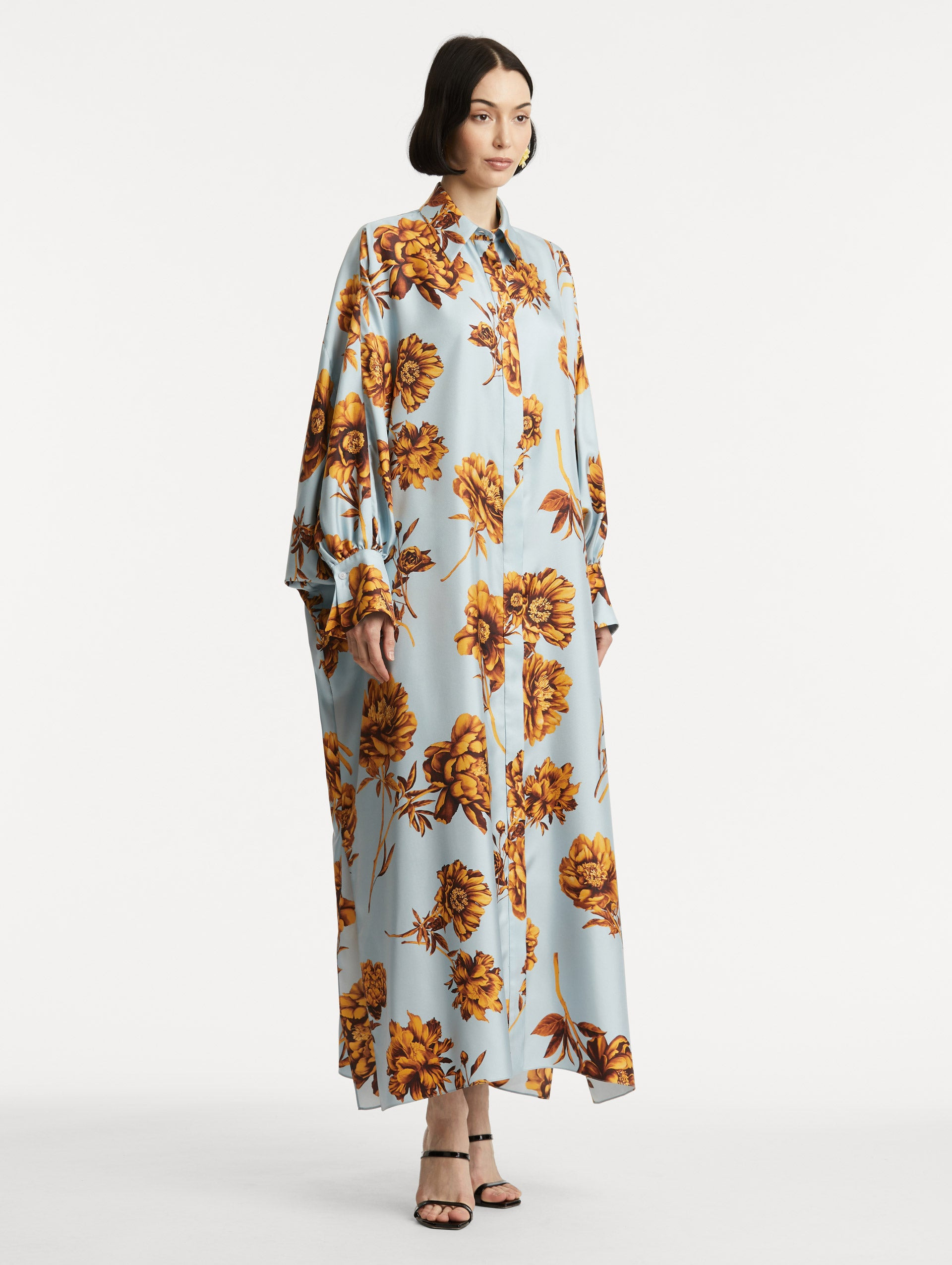 PEONY SILK TWILL CAFTAN - 4