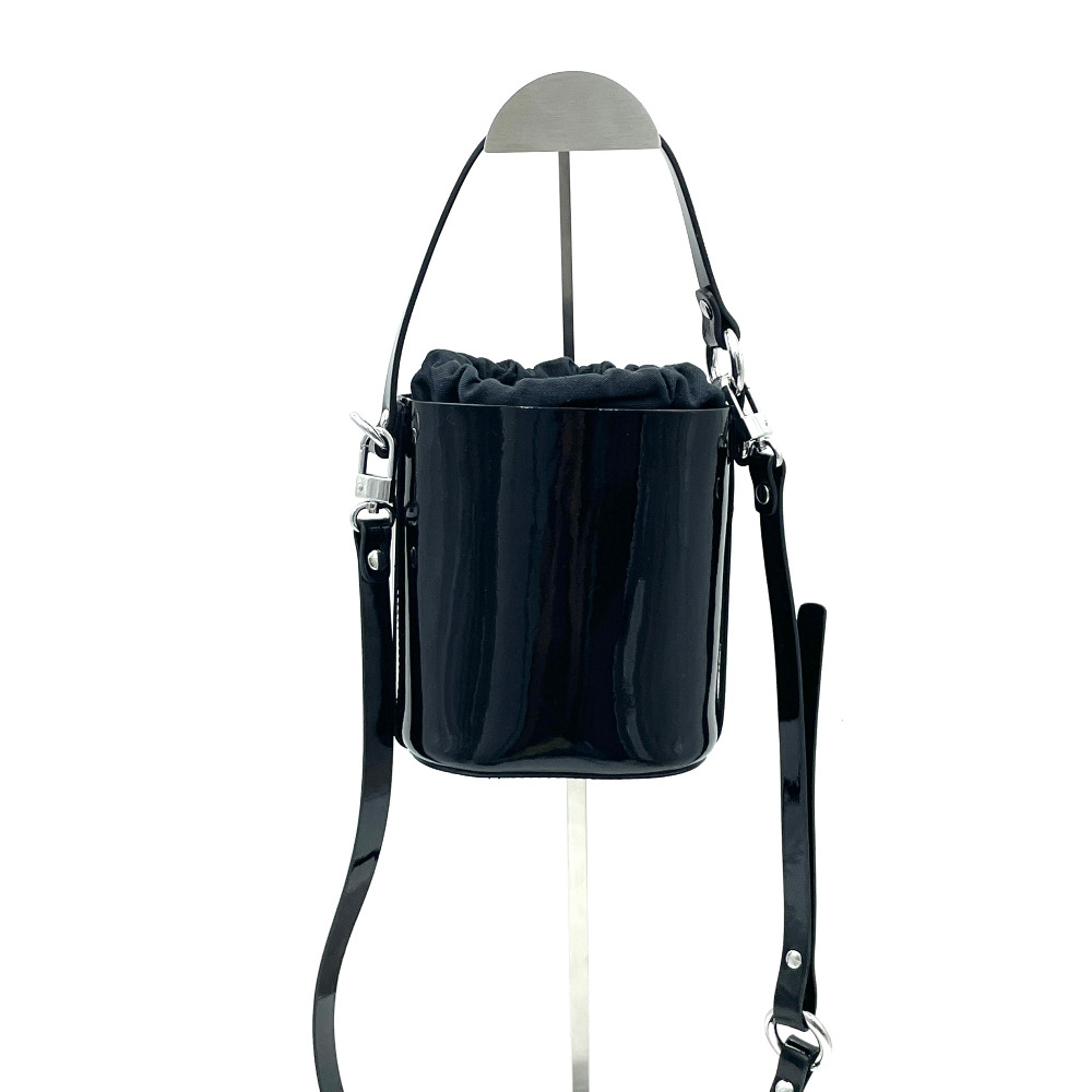 Vivienne - Vivienne Westwood Black Patent Daisy Drawstring Bucket Bag Small - 5