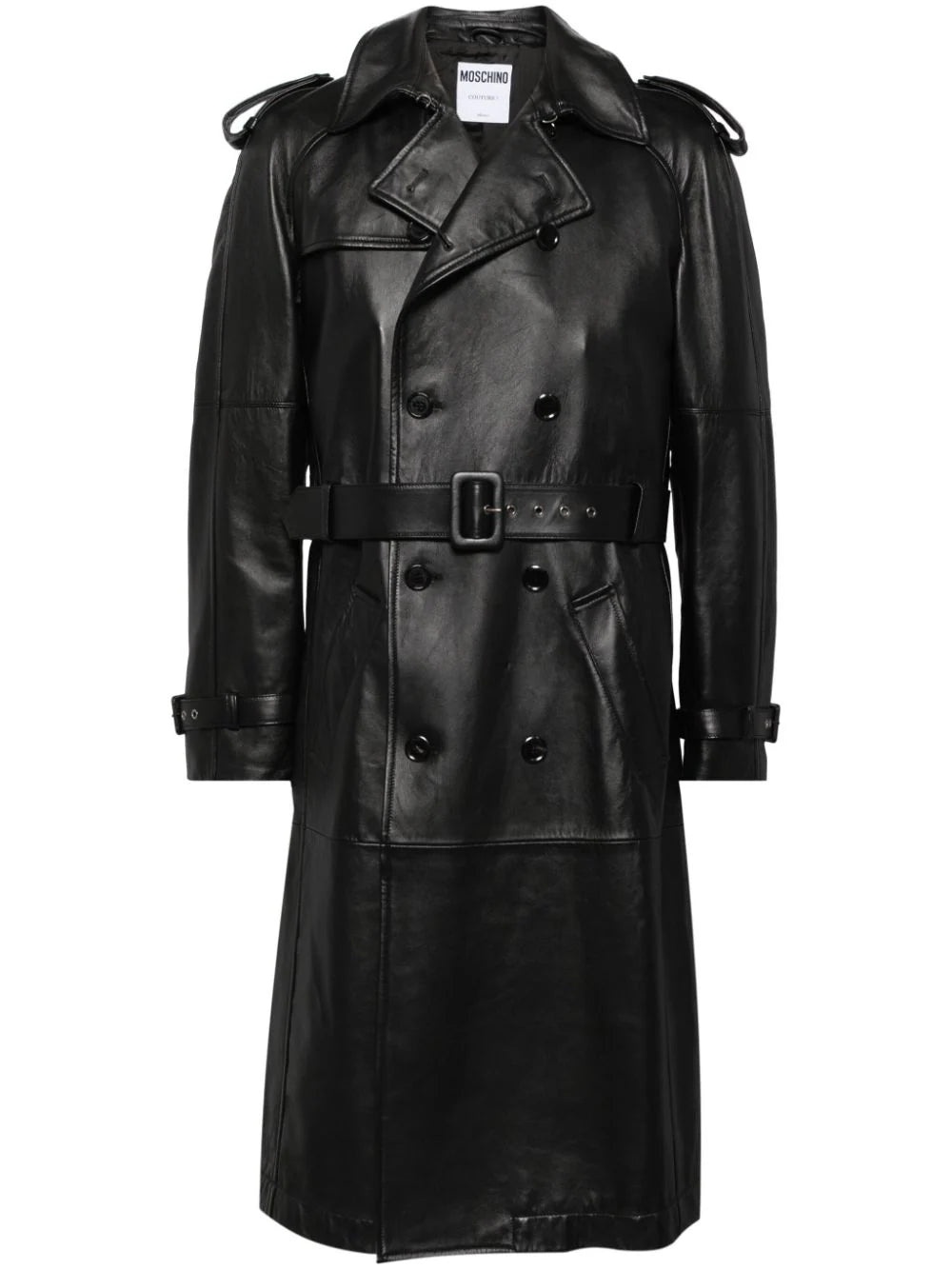 Belted Leather Trench Coat - 1