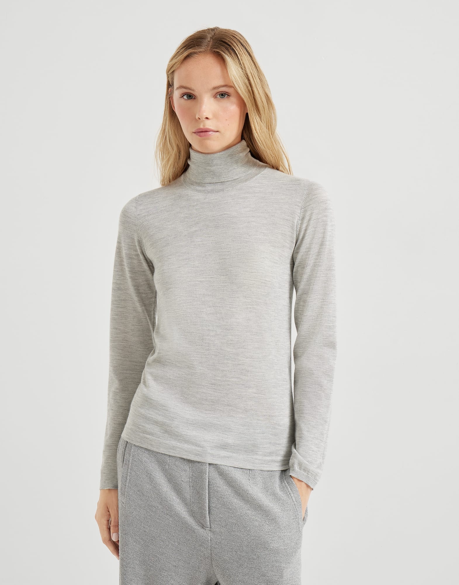 Cashmere and silk lightweight turtleneck sweater - 1