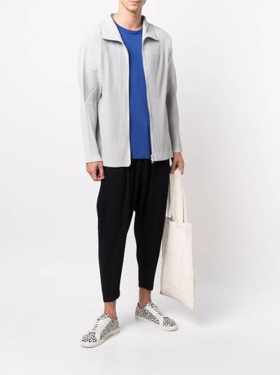 ISSEY MIYAKE pleated zip-up sweatshirt outlook