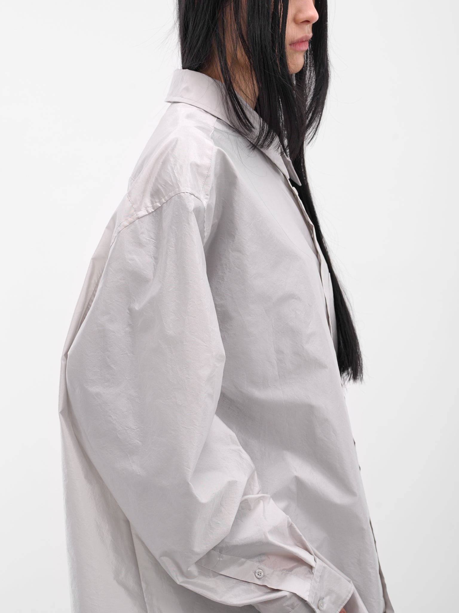 Gray Oversized Button-Up Shirt - 5