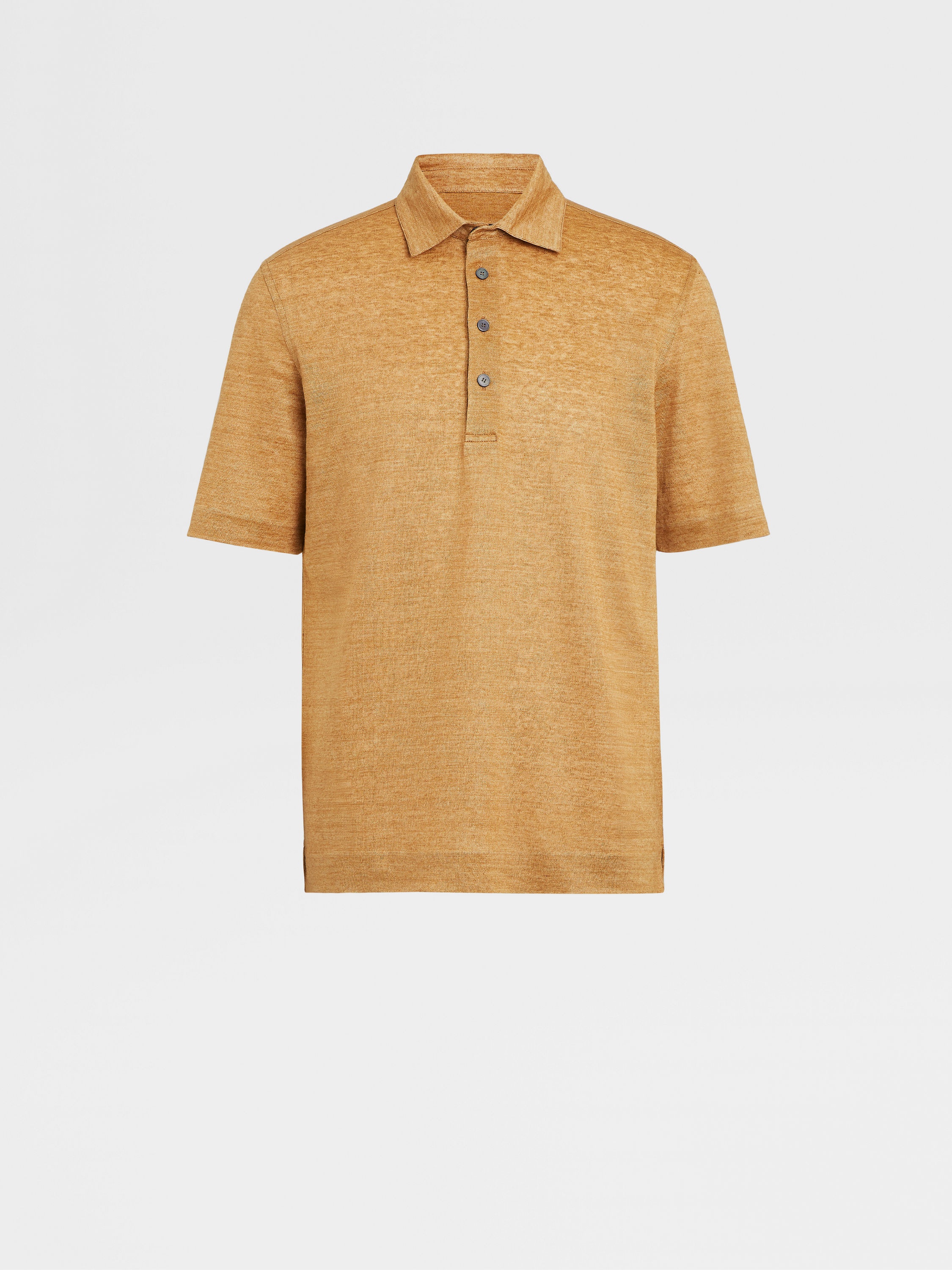 PEACH COLOR LINEN POLO SHIRT - 1