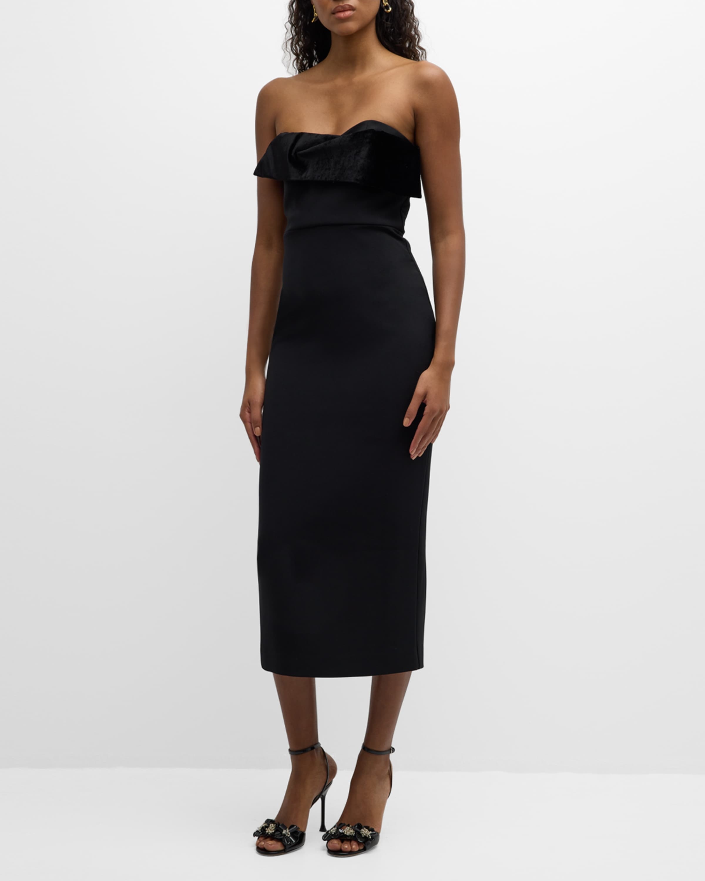 Strapless Crepe Midi Dress - 2