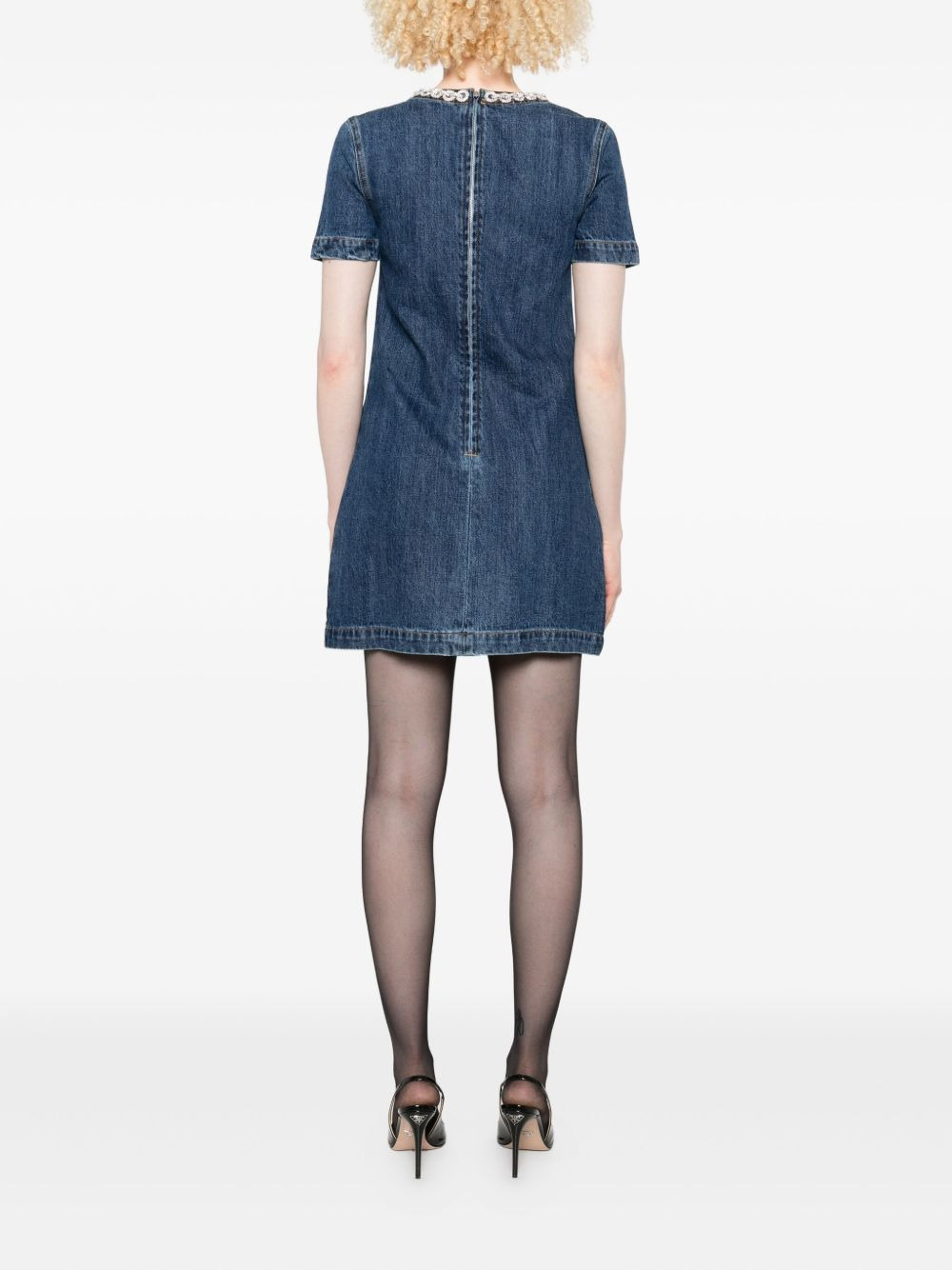 embellished-pocket denim mini dress - 4