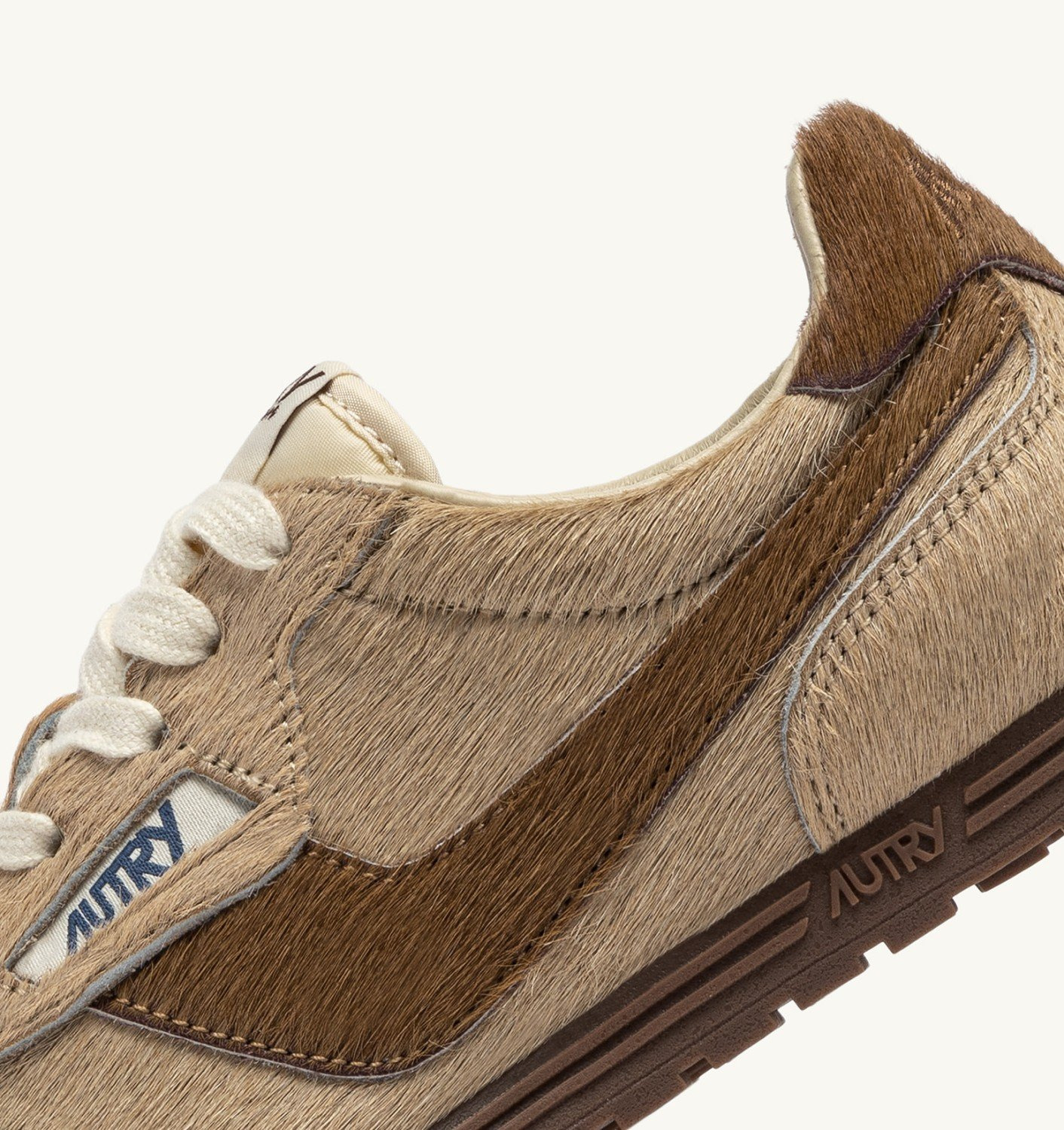 WINDSPIN SNEAKERS IN BEIGE AND BROWN PONY HAIR EFFECT - 6