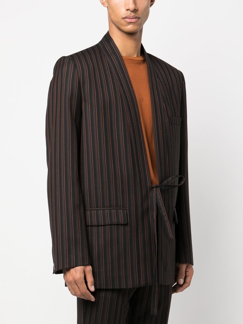 pinstripe single-breasted blazer - 3