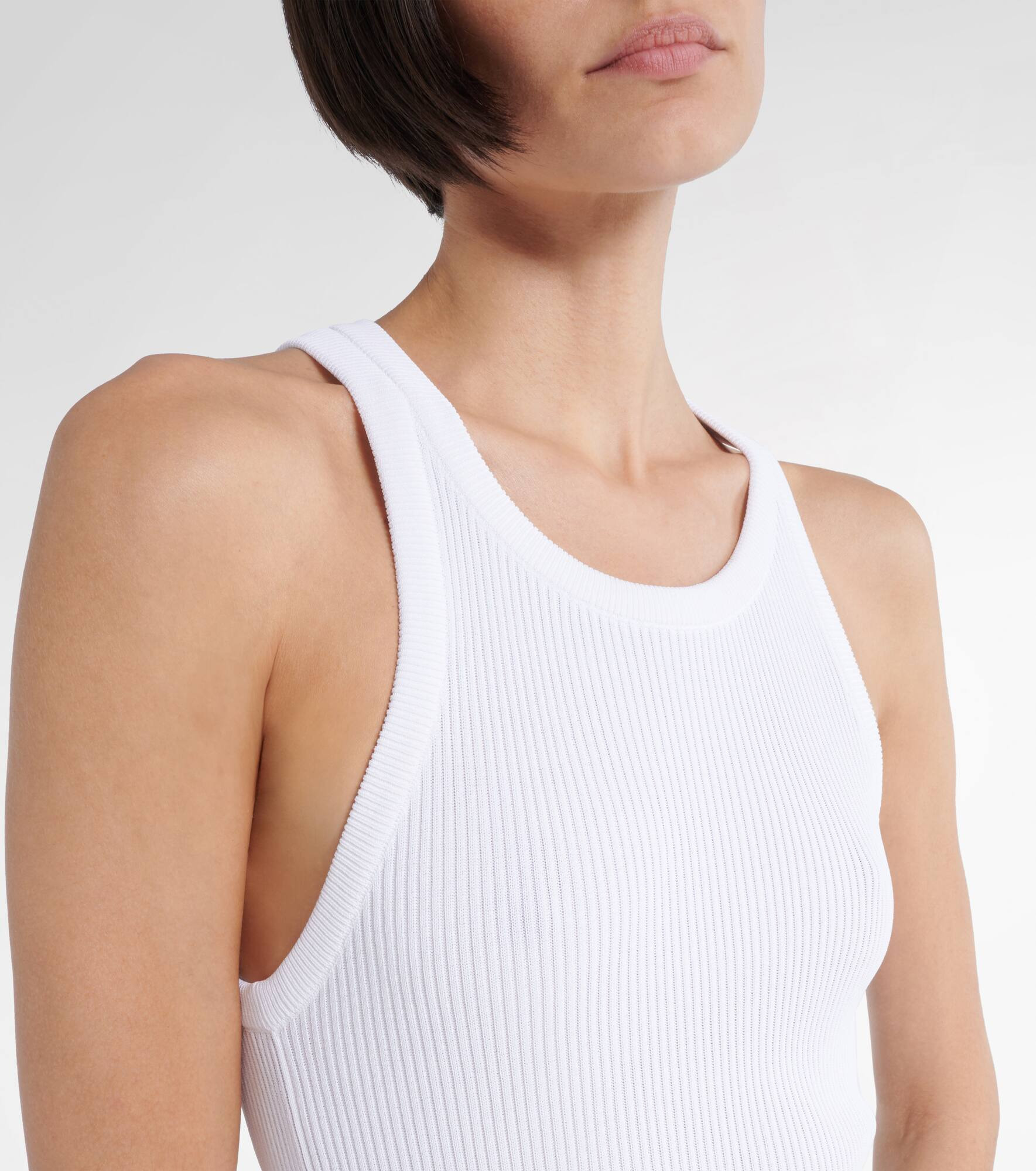 Pleated ribbed-knit midi dress - 4