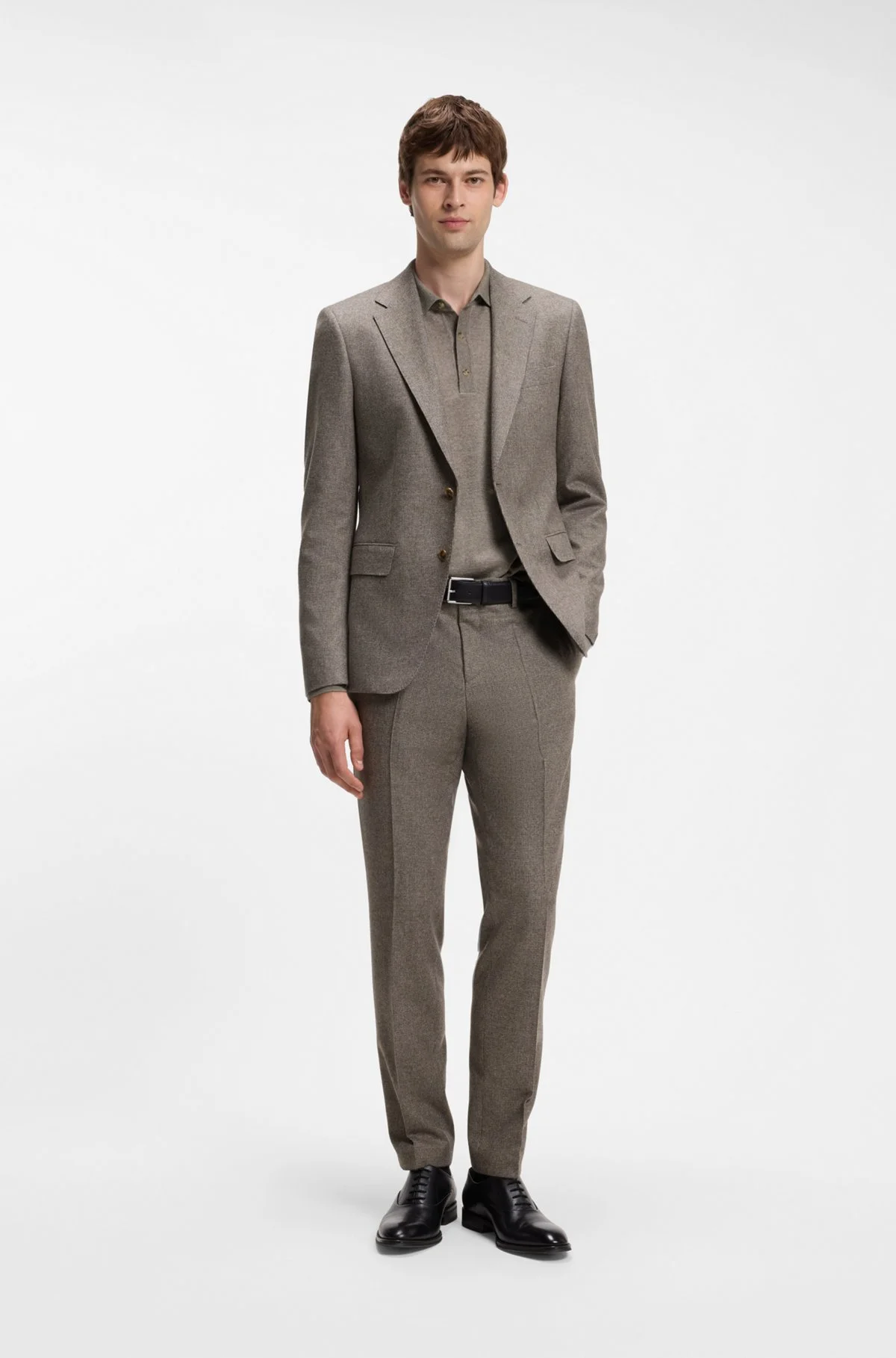 PATTERNED SLIM-FIT SUIT IN ITALIAN VIRGIN WOOL - 1