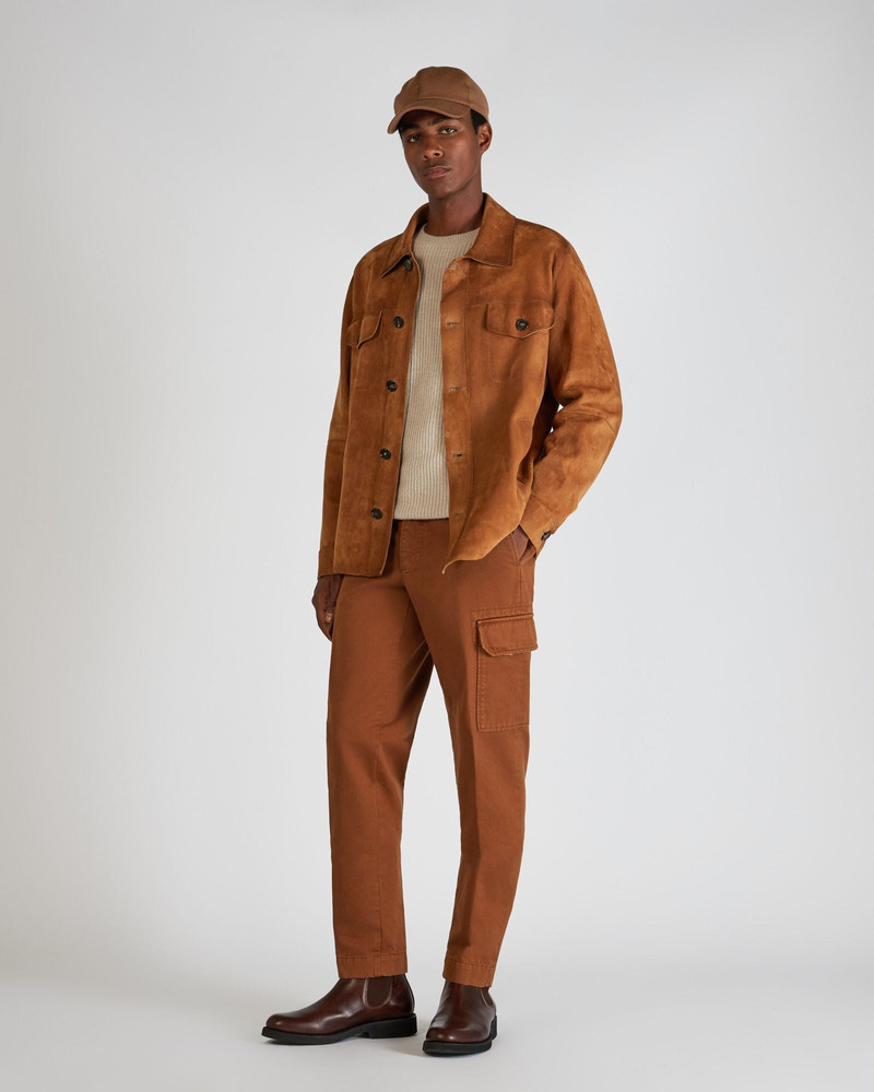 Loose fit leather suede overshirt 5