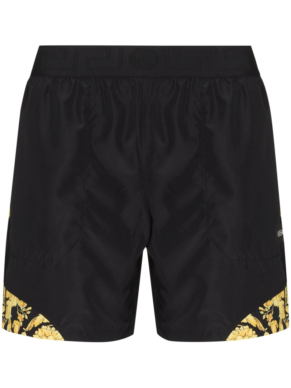 Barocco-print panelled shorts - 1