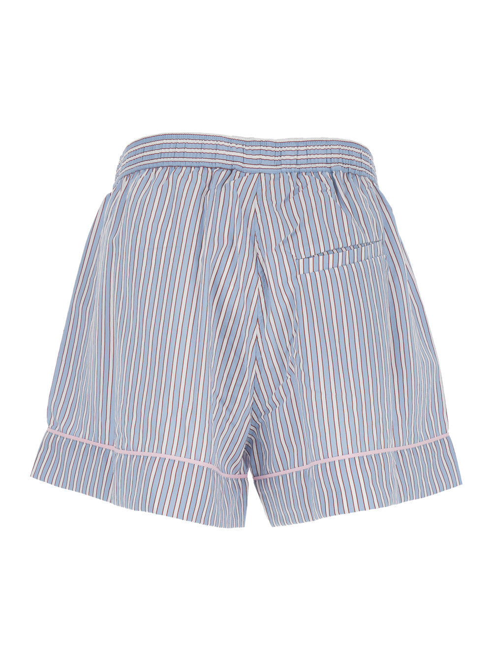 Ganni Women Violet Shorts With Logo Patch On The Front And All-Over Striped Motif In Viscose Blend W - 2