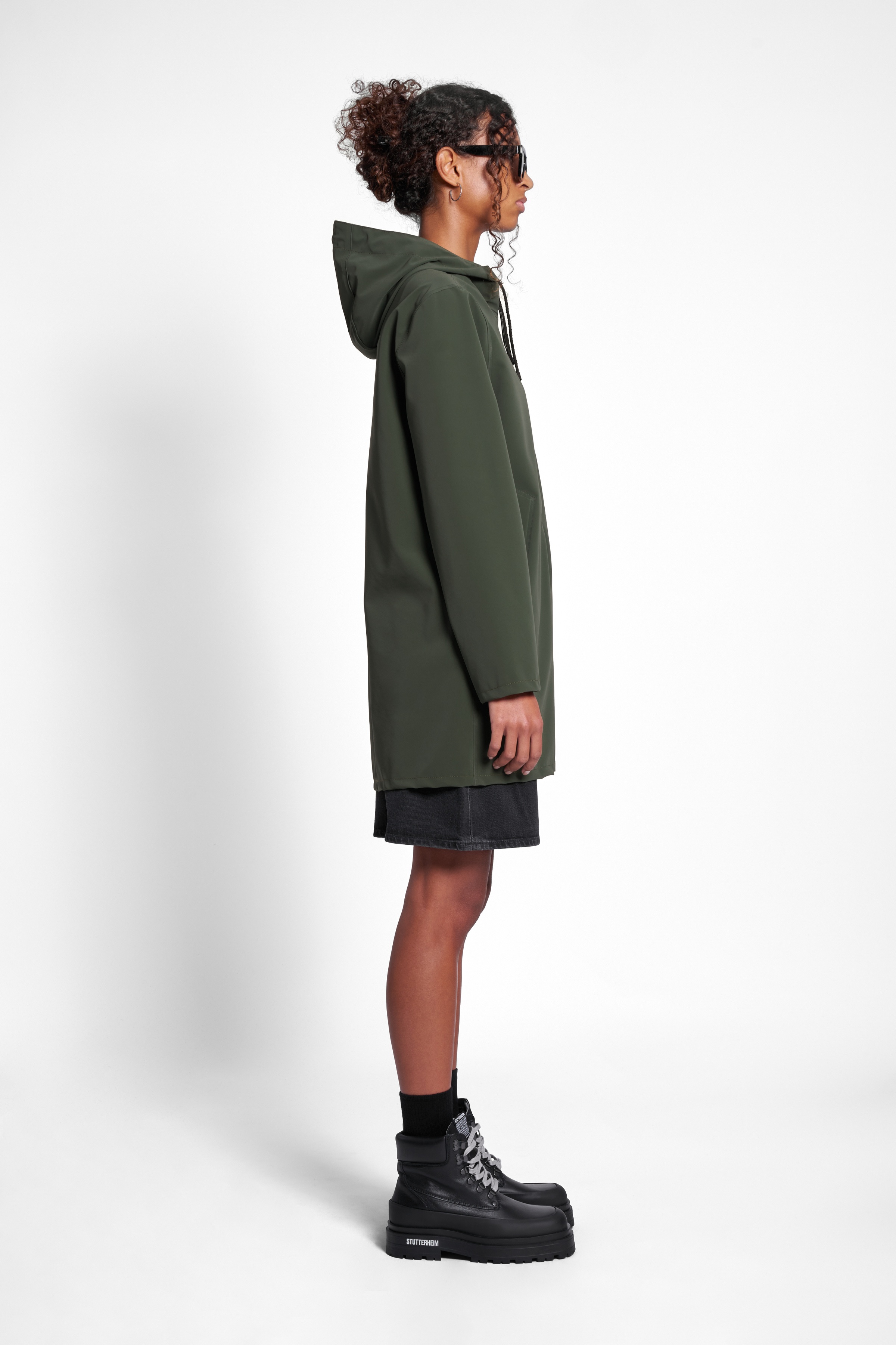 Stockholm Lightweight Matte Zip Raincoat Green - 3