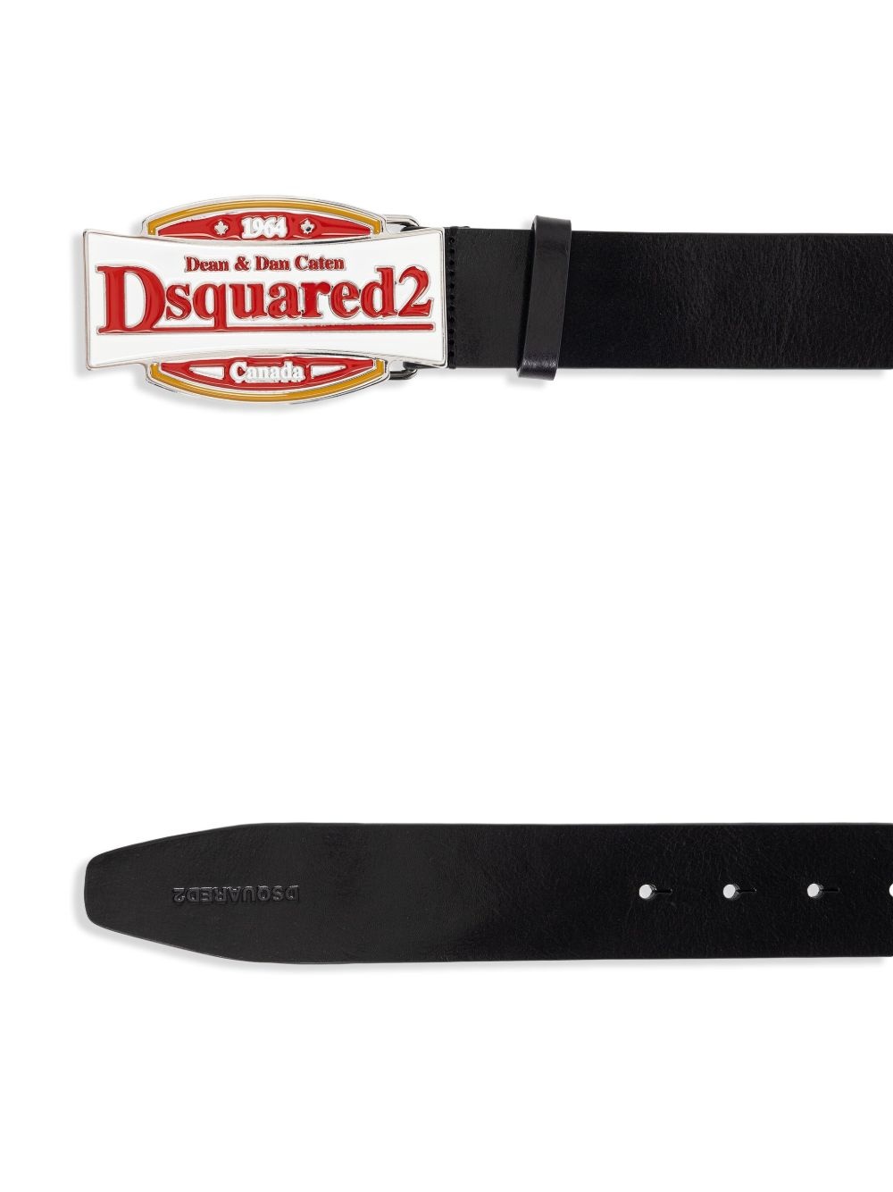 logo-buckle leather belt - 3