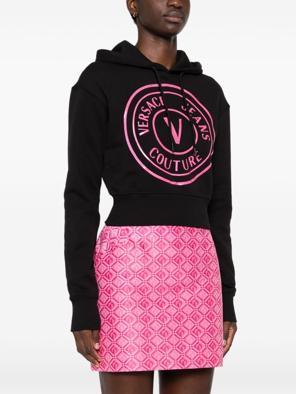 logo-print cropped hoodie - 3