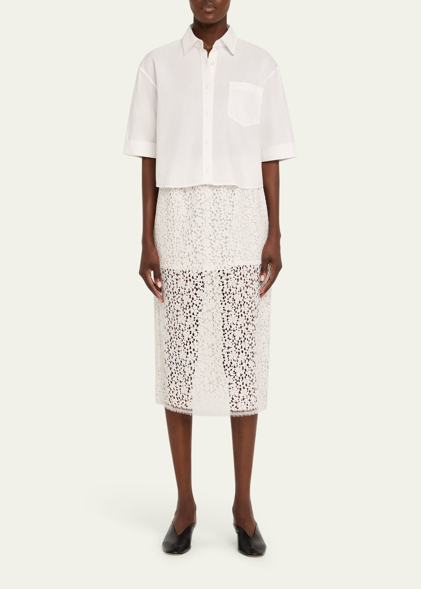Cropped Oversized Button-Front Shirt - 2