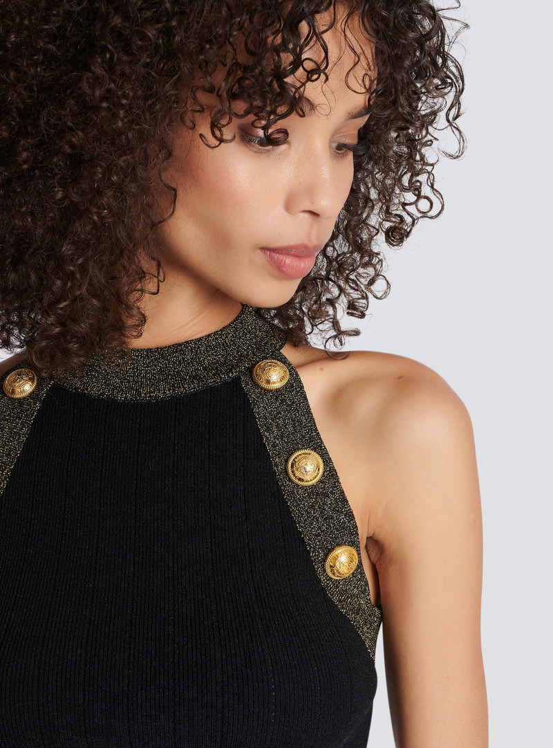 Gold-trimmed knit crop top 7