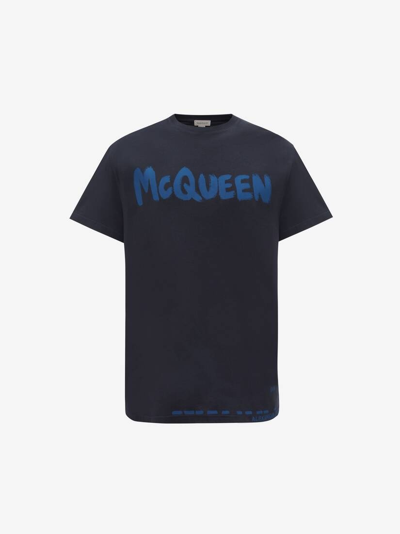 Men's McQueen Graffiti T-shirt in Navy - 1