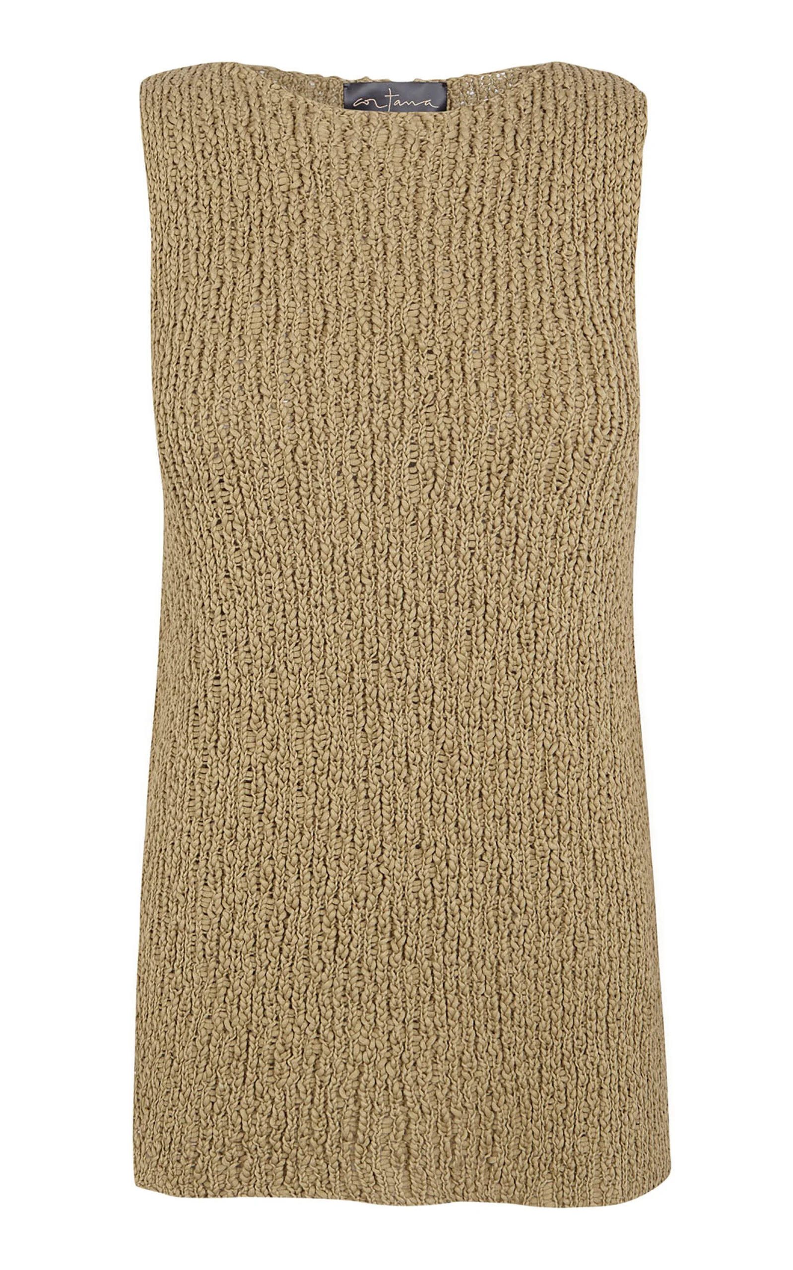 Gina Crinkle-Knit Cotton Top khaki - 1