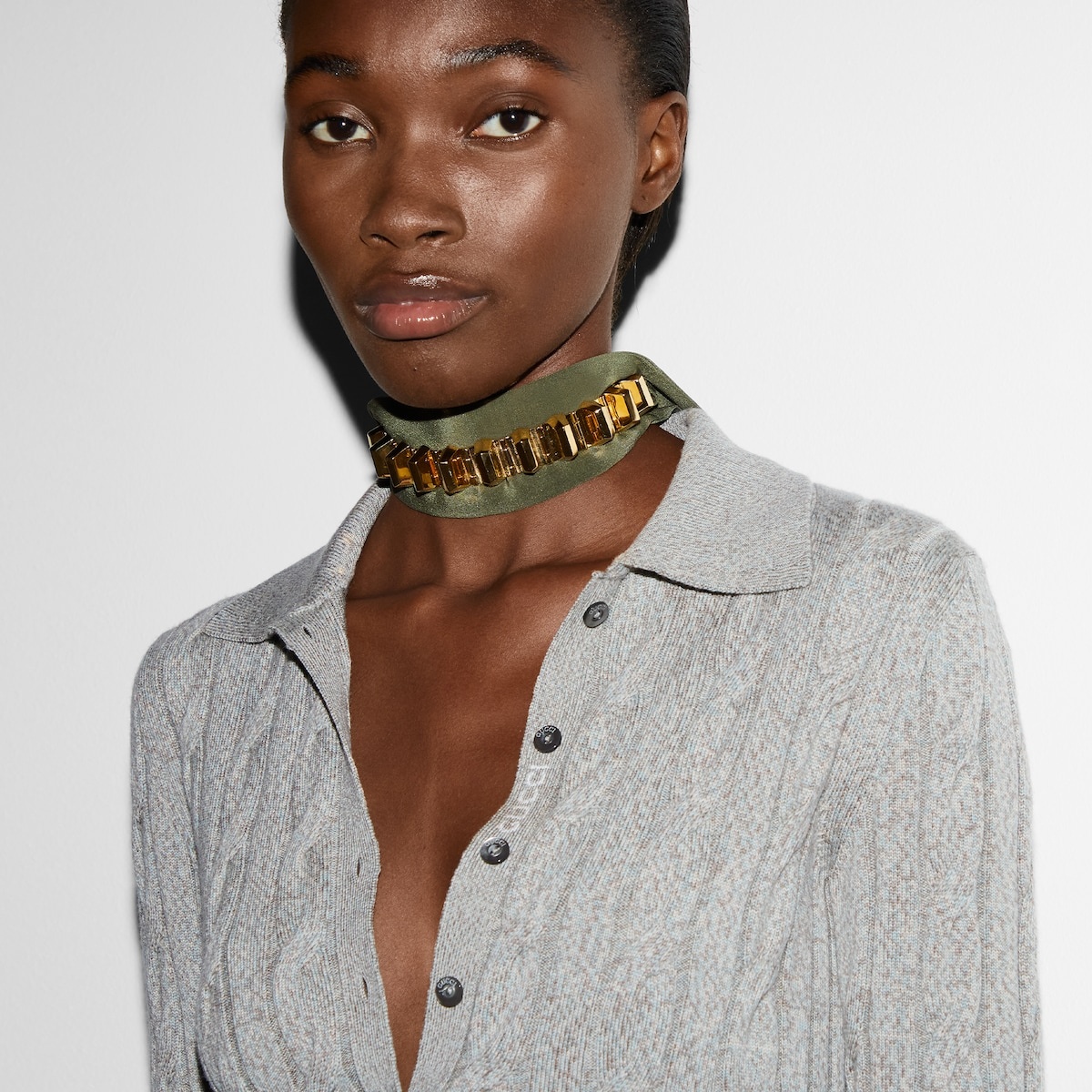 Fine cable and rib wool polo top - 5