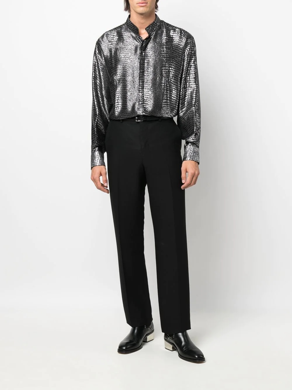 metallic-effect long-sleeve shirt - 2