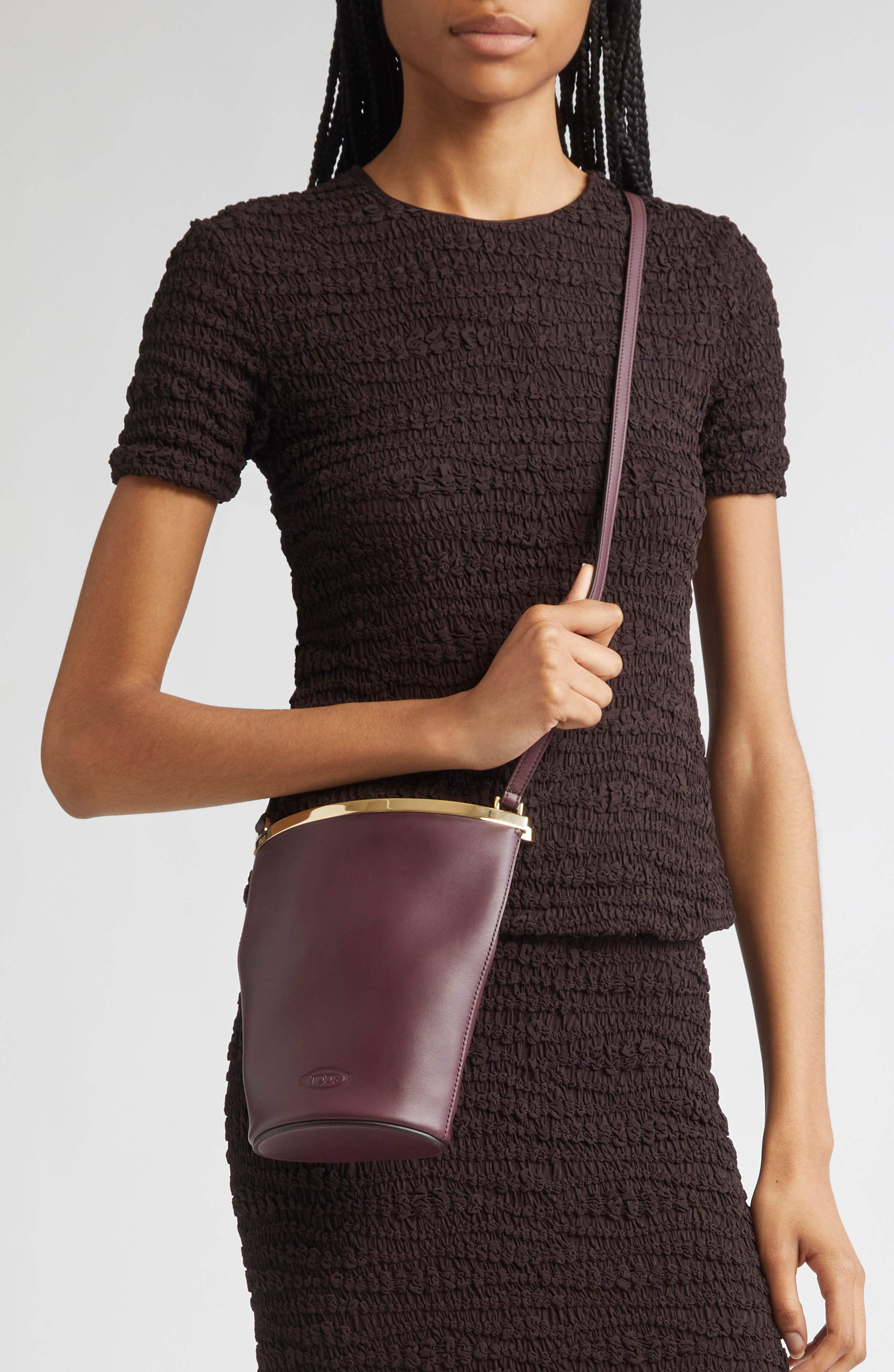 Tod's Mini Leather Bucket Bag in Kraft Chiaro at Nordstrom - 2