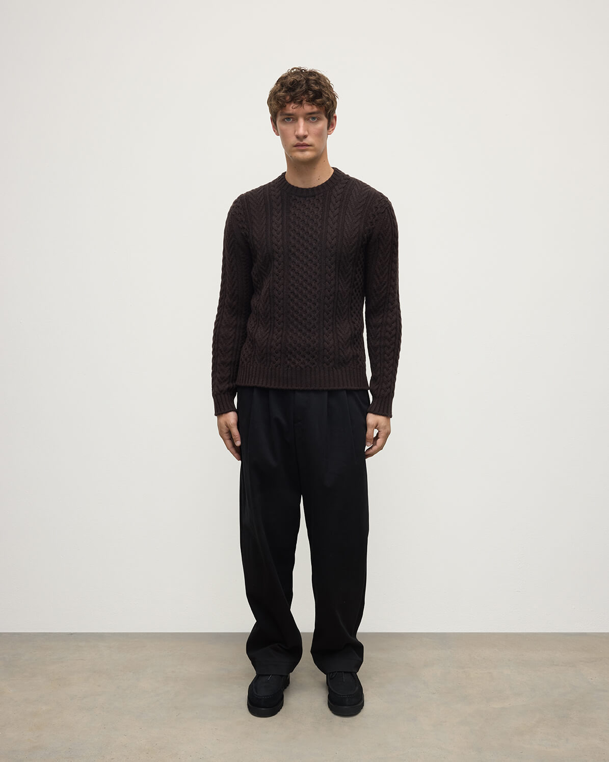 Aran Cable Brown Cashmere Jumper - 2