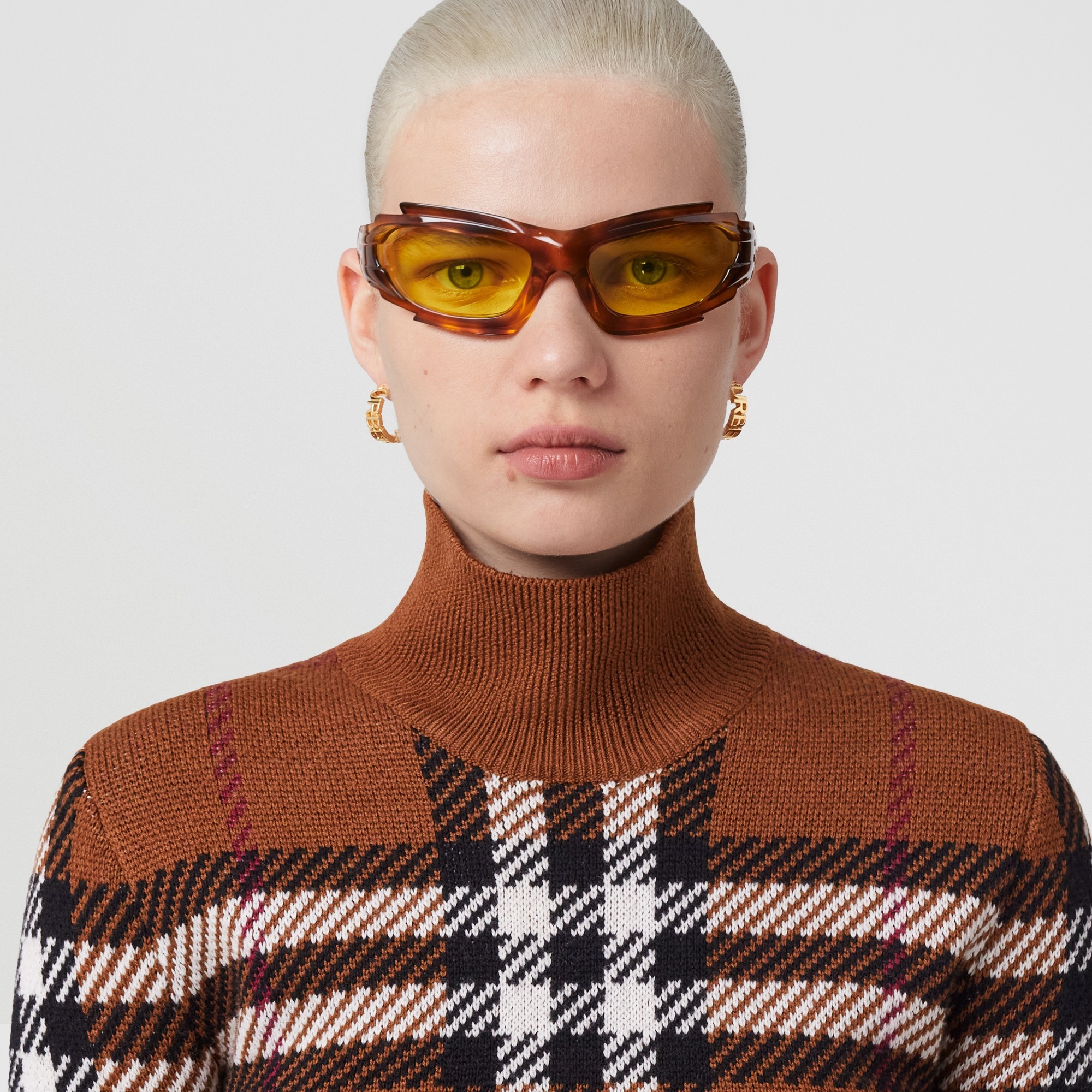 Check Wool Jacquard Cropped Sweater - 2