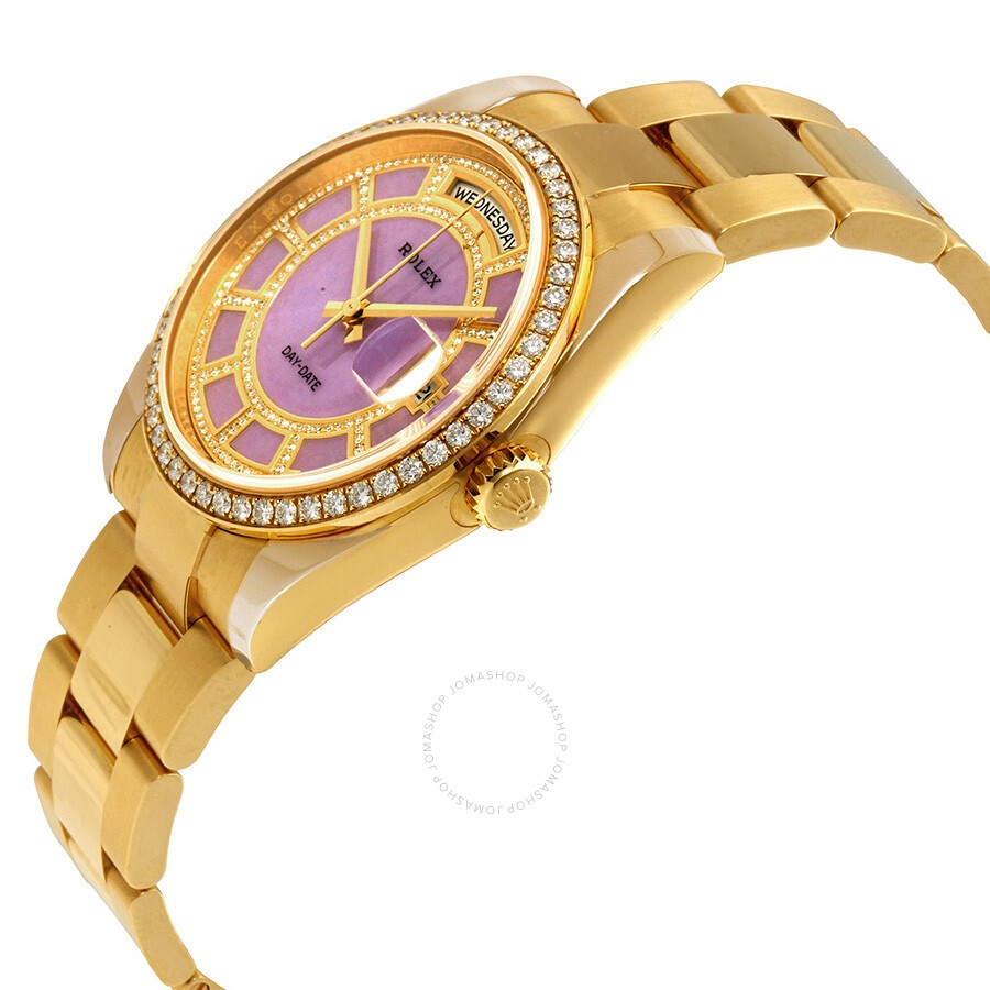 Rolex Day-Date 36 Carousel of Lavender Jade Dial Ladies 18kt Yellow Gold Oyster Watch 118348LVDO - 2