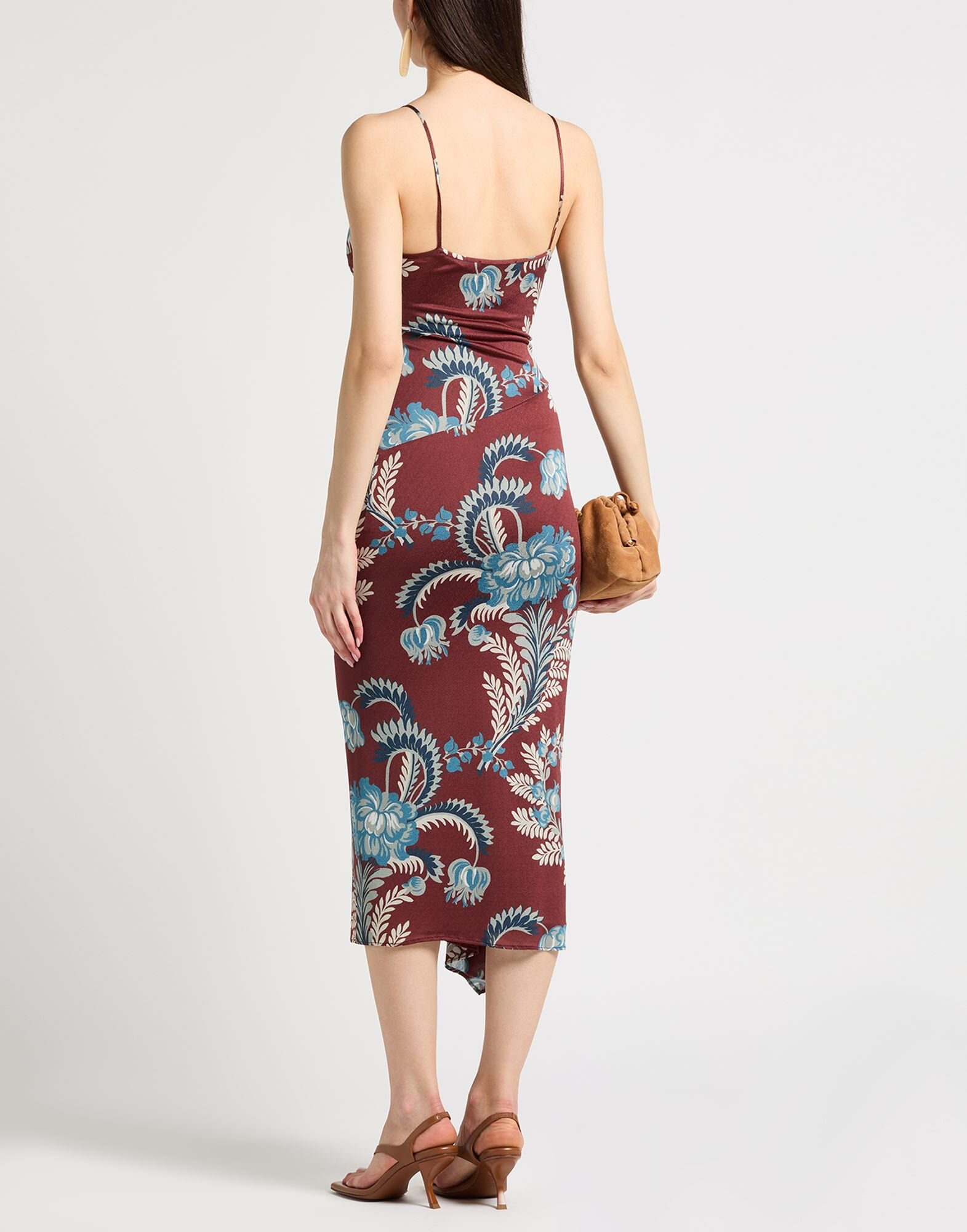 Burgundy Women's Midi Dress - 4