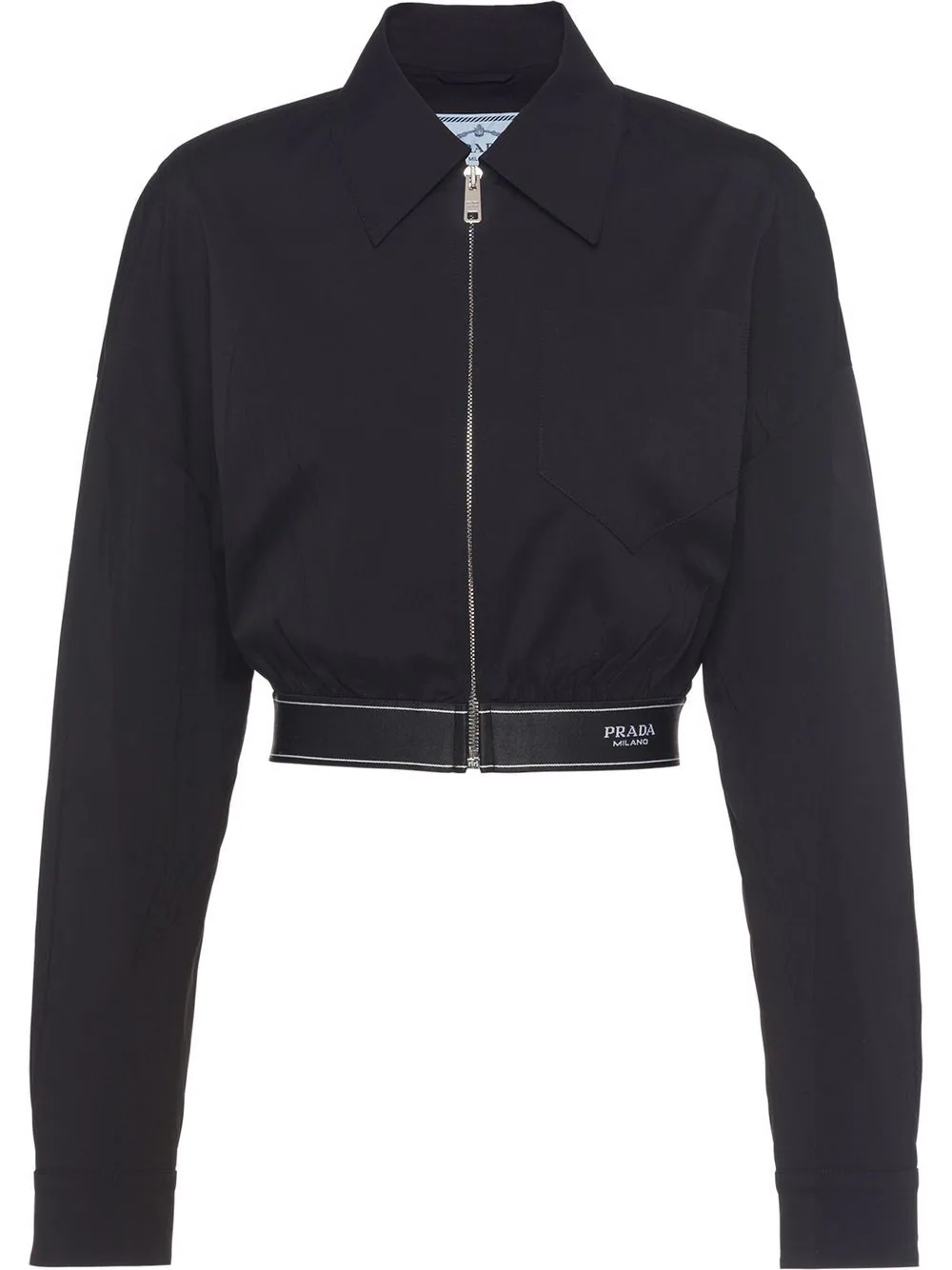 logo-trim cropped jacket - 1