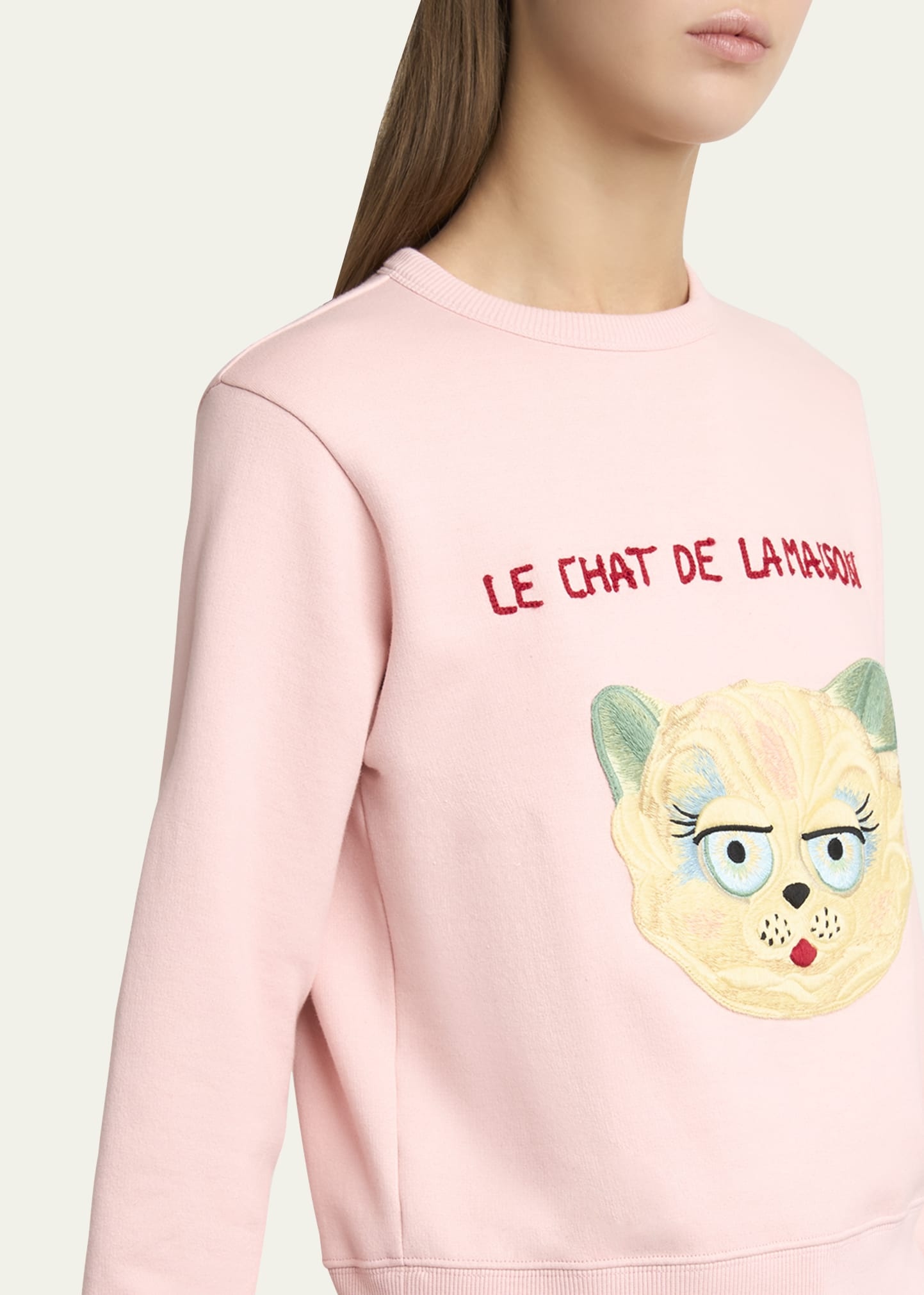 Cat-Embroidered Cotton Jersey Sweatshirt - 5