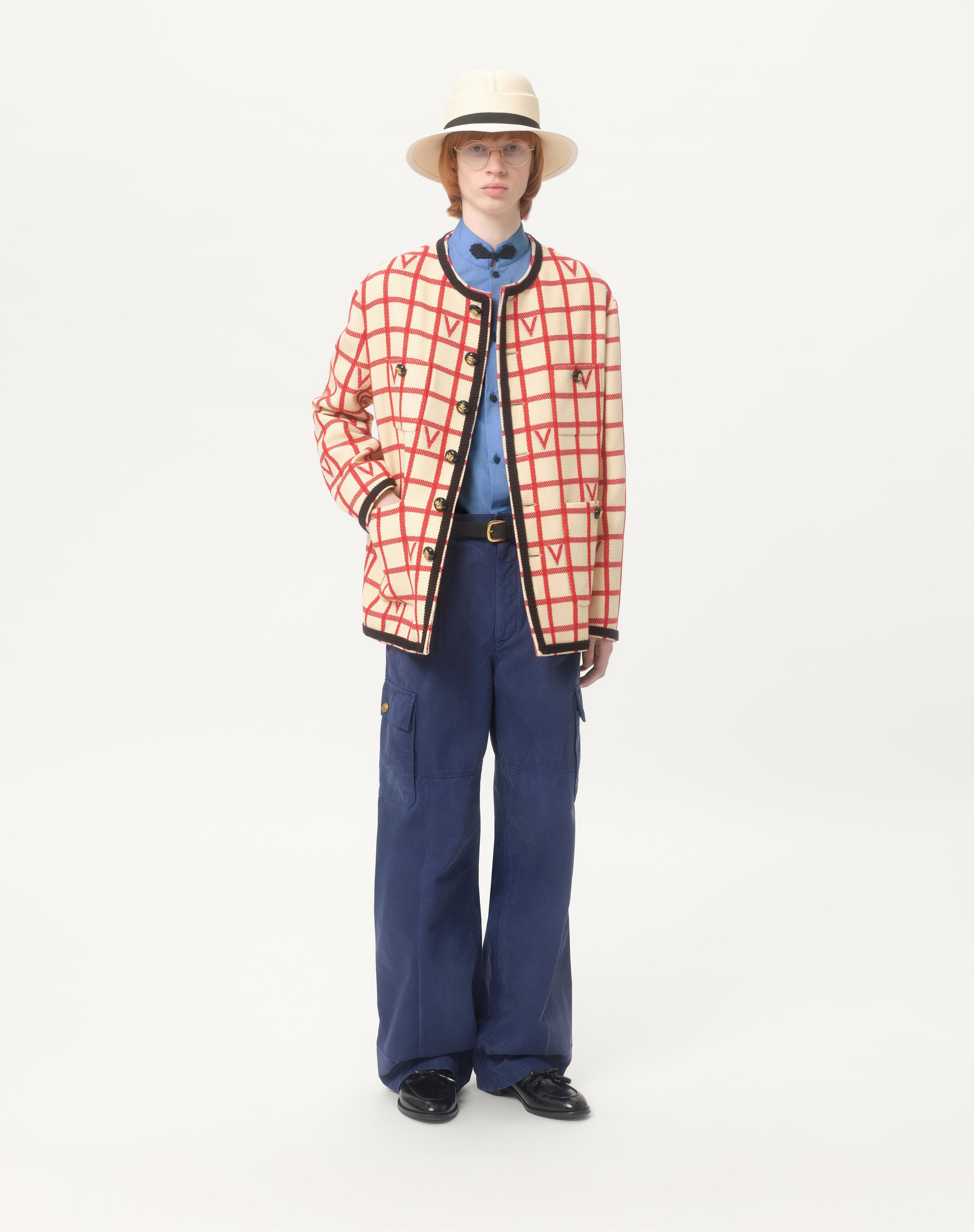 WOOL BLEND JACKET WITH V CHECK PATTERN - 2