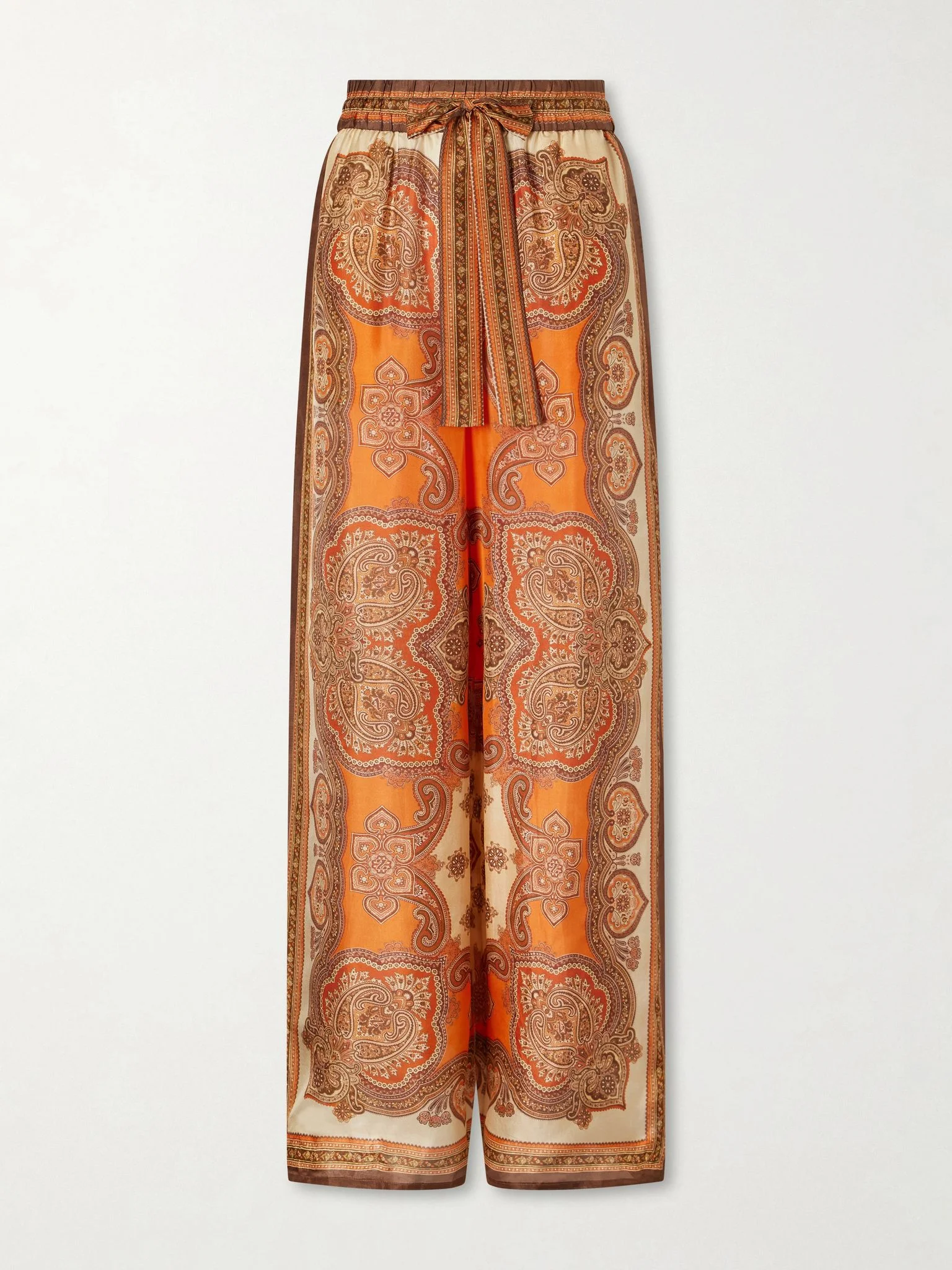 Mahon printed silk-satin wide-leg pants Brown - 1