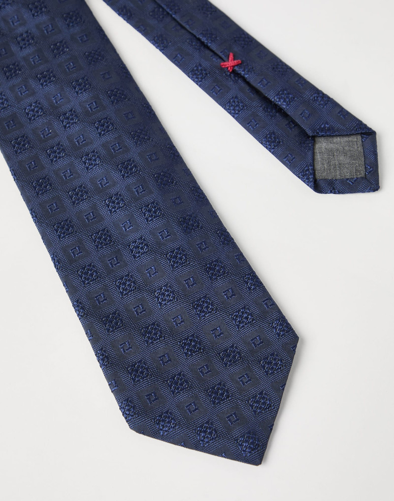 Brunello Cucinelli Silk geometric jacquard tie outlook