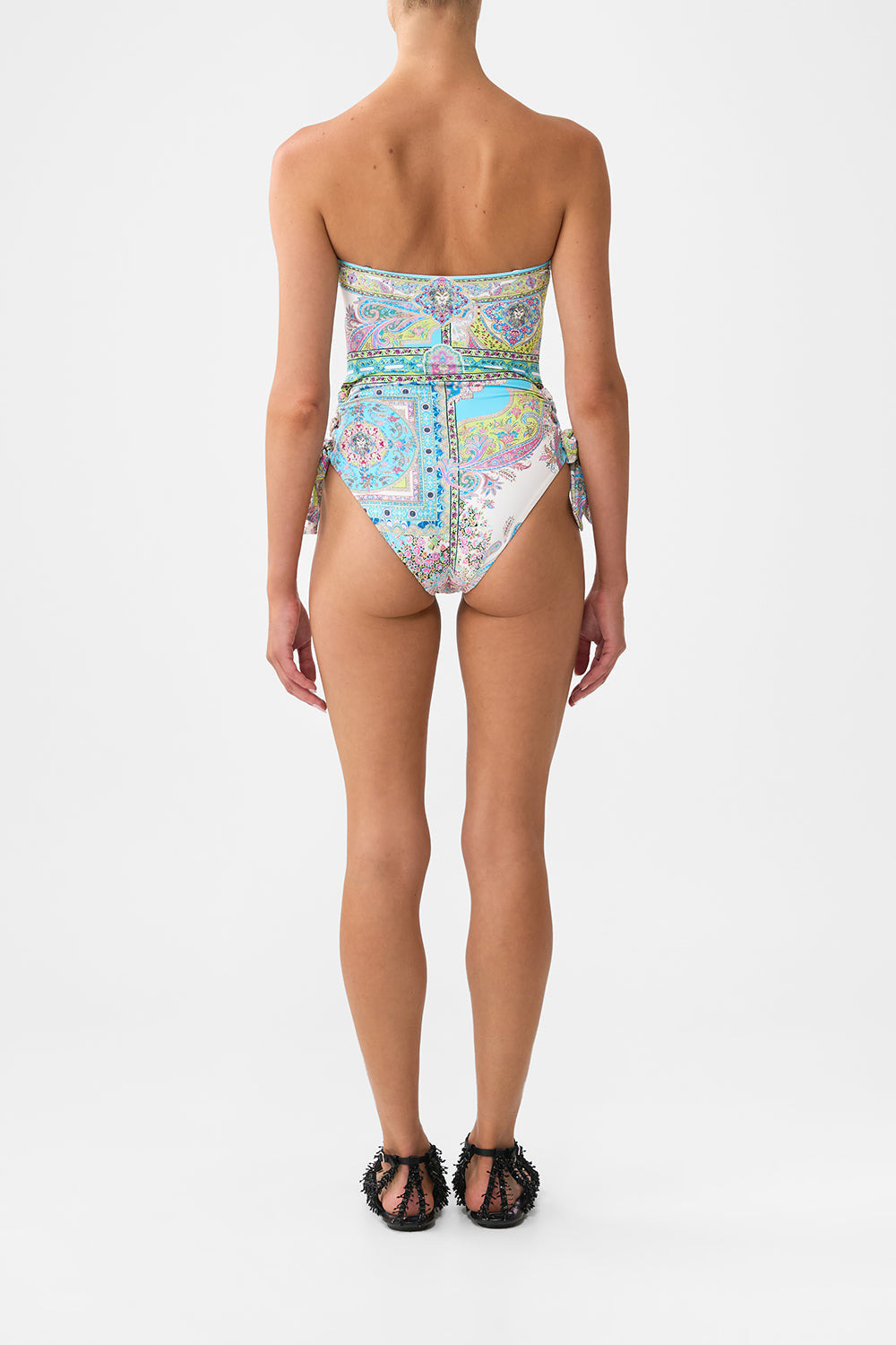 BANDEAU ONE PIECE WITH EYELET TIE SIDES - 3