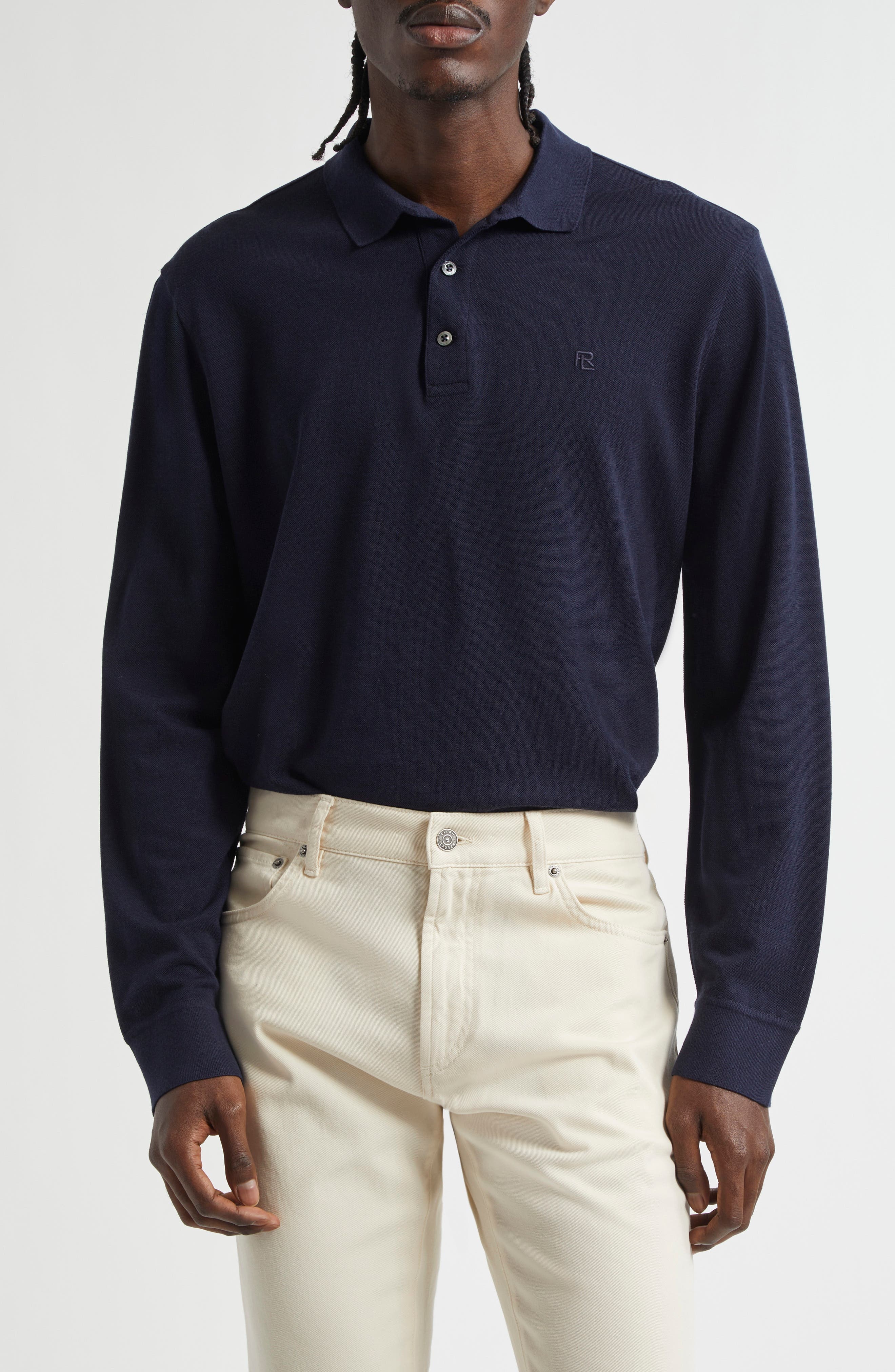 Ralph Lauren Purple Label Long Sleeve Merino Wool Piqué Polo in Classic Chairman Navy at Nordstrom - 1