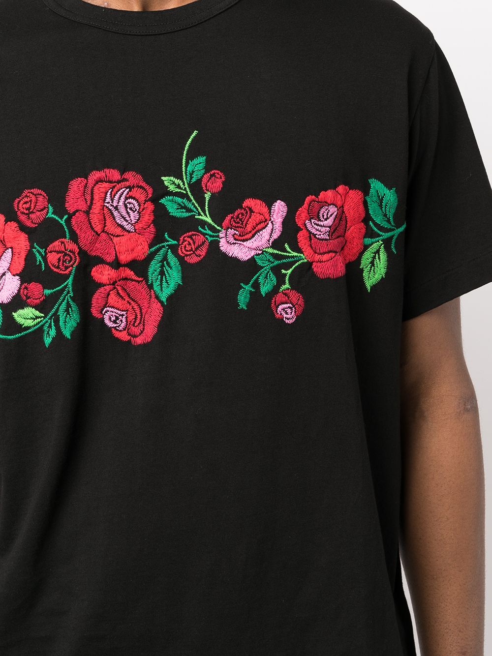 floral-embroidered cotton T-shirt - 5