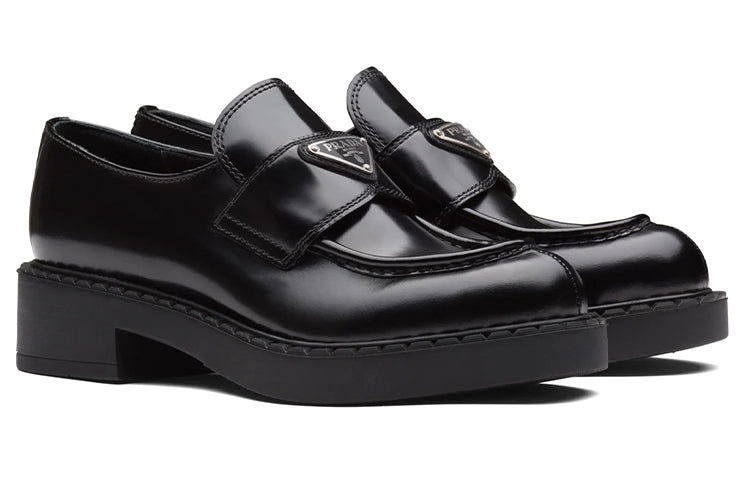 (WMNS) PRADA Chocolate 50mm Brushed Leather Loafer 'Black' 1D246M_ULS_F0002_F_B050 - 3