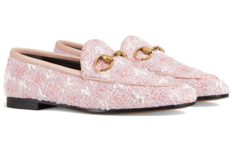 (WMNS) Gucci Jordaan Tweed Loafers 'Pink' 431467-GYV10-5760 - 2