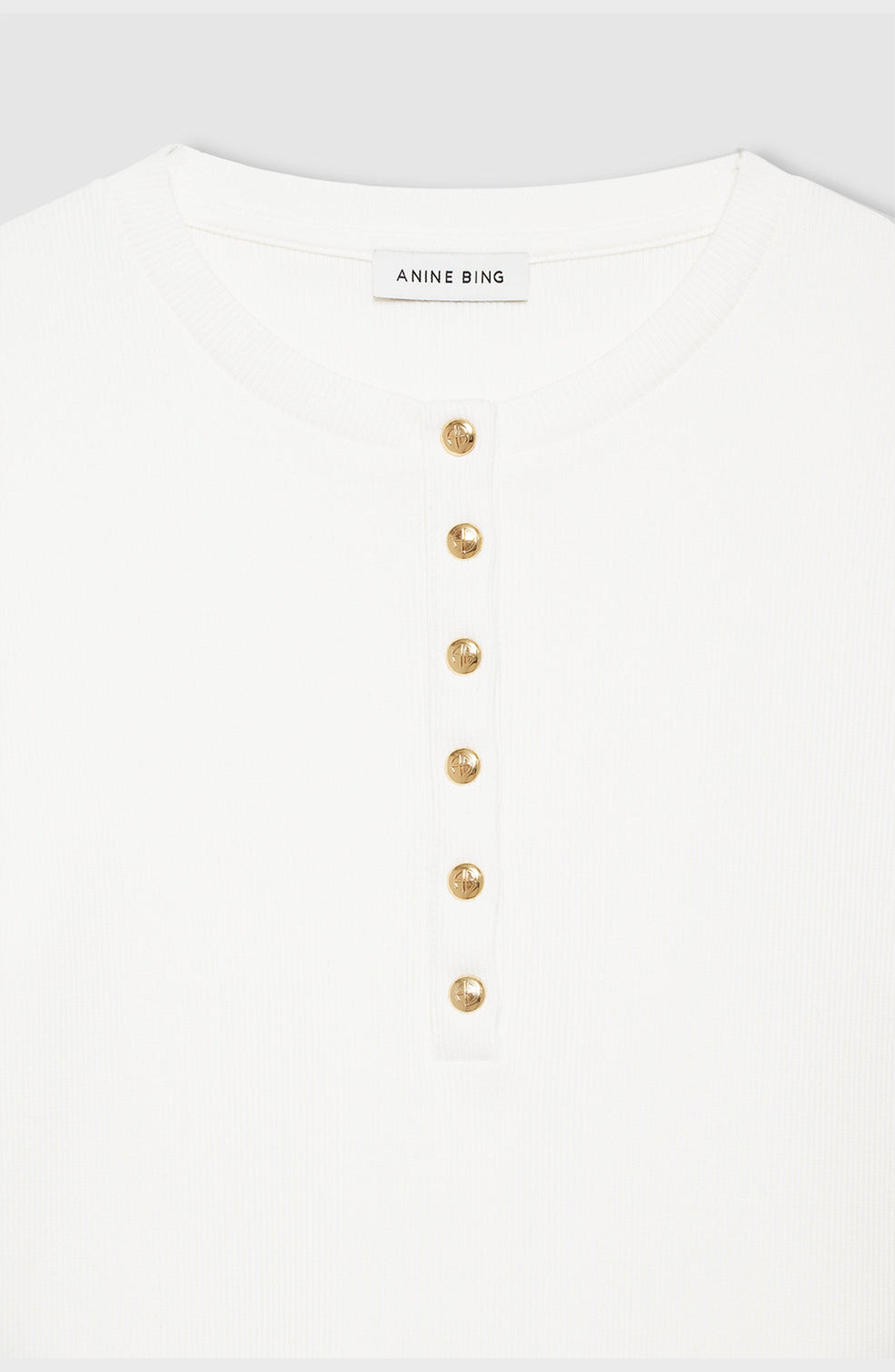 ANINE BING Alessia Long Sleeve Tee in Ivory at Nordstrom - 3