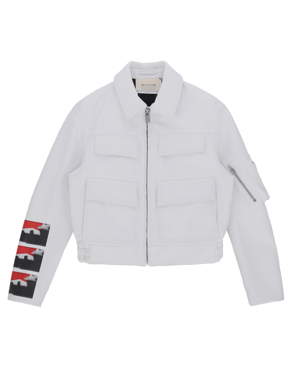 1017 ALYX 9SM MARK FLOOD WHITE LEATHER POLICE JACKET | REVERSIBLE