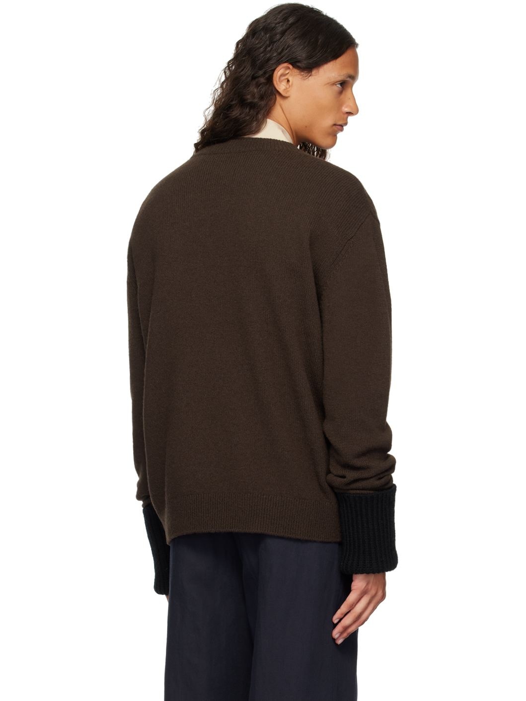Brown Rolled Cuff Sweater - 3