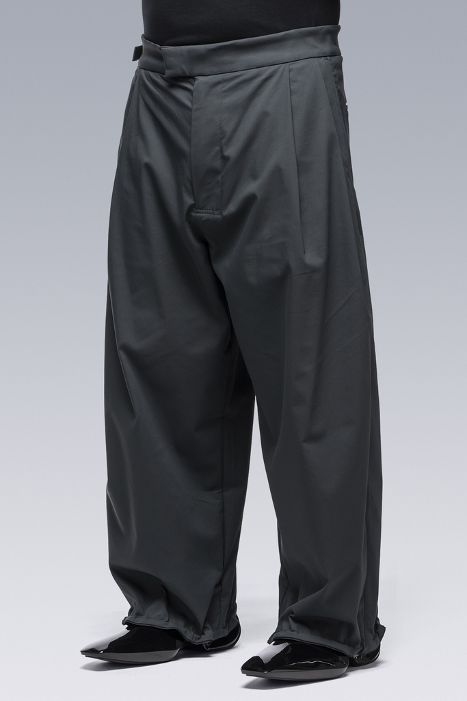 P48-CH Micro Twill Pleated Trouser Schwarzgrün - 7