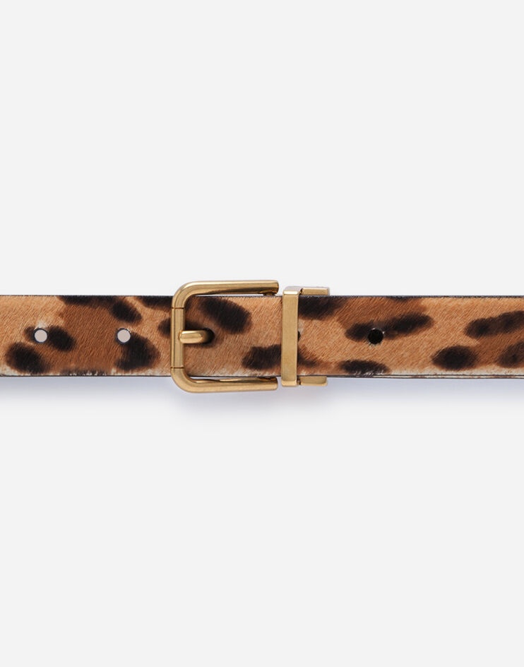 Leopard print belt with pony hair effect - 3