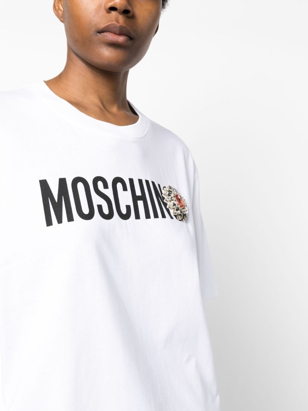 logo-print appliqué-detail T-shirt - 5