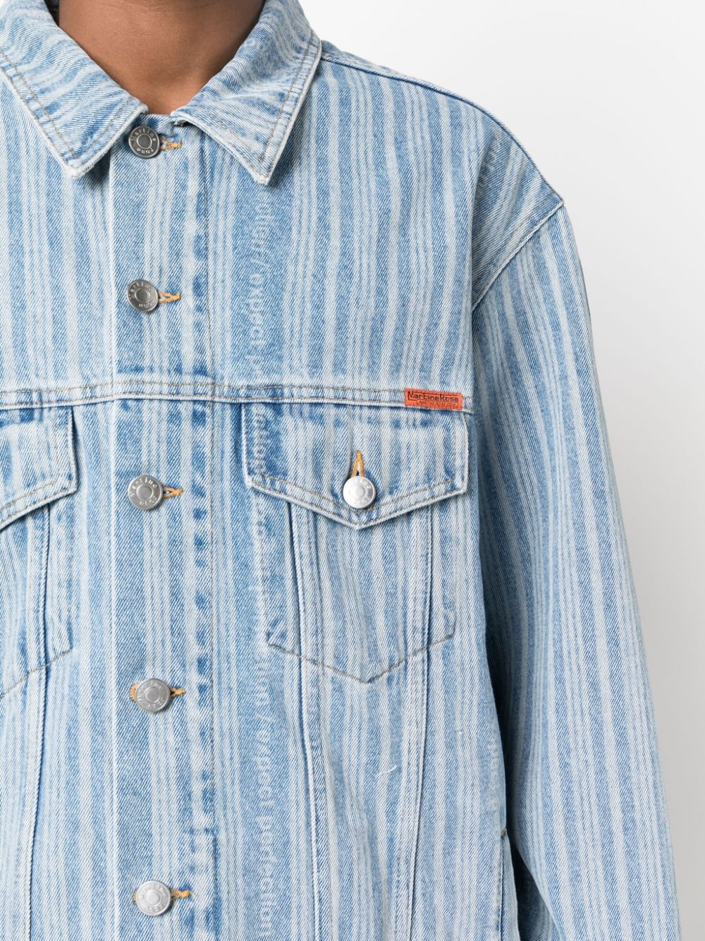 striped denim jacket - 5