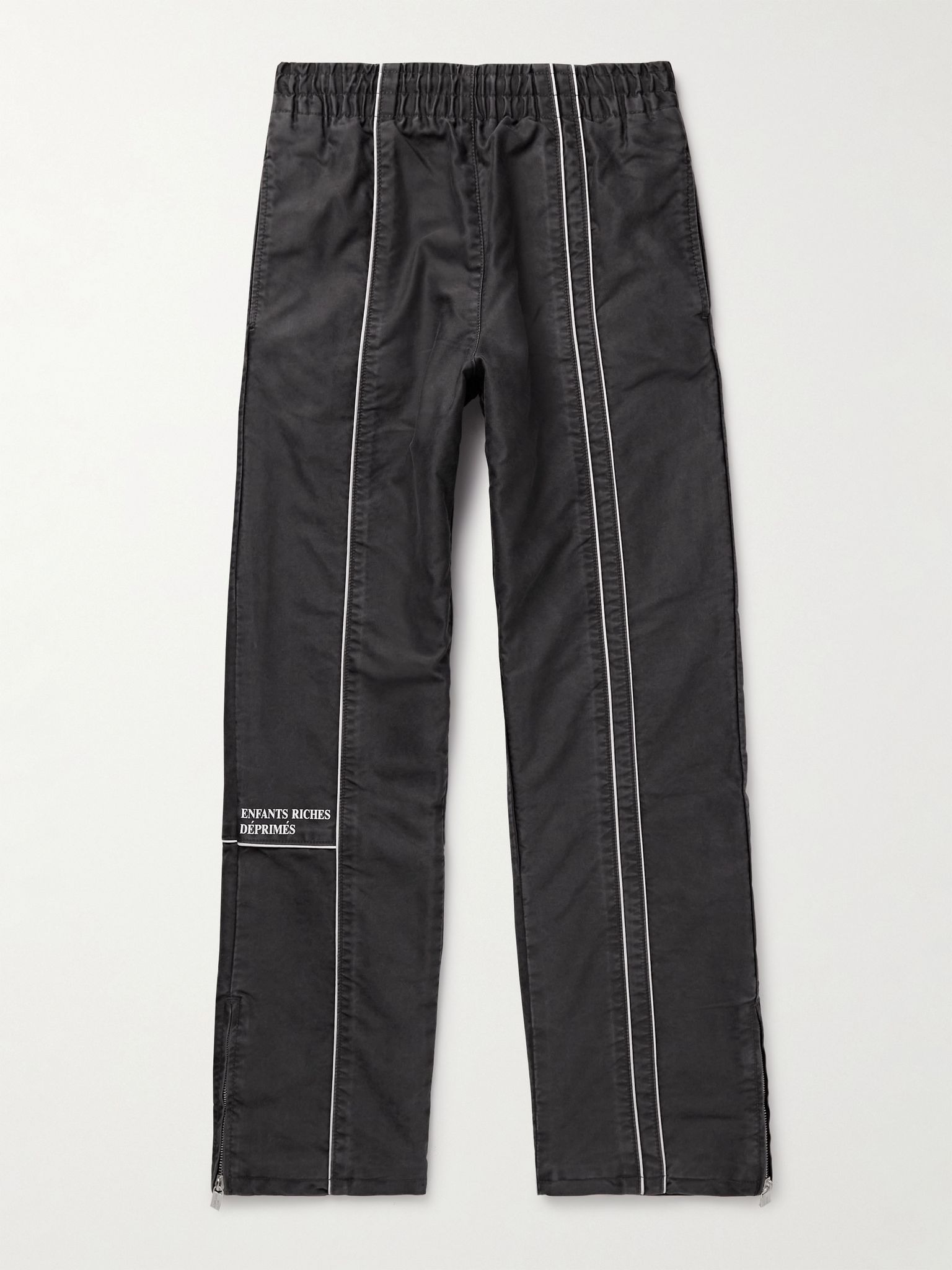 Straight-Leg Logo-Embroidered Panelled Cotton Track Pants Black - 1