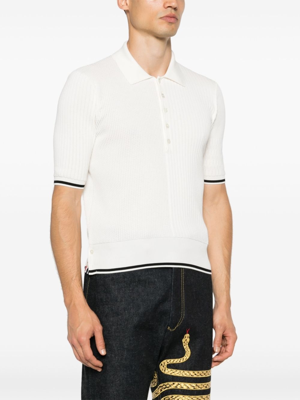 striped-edge polo jumper - 3